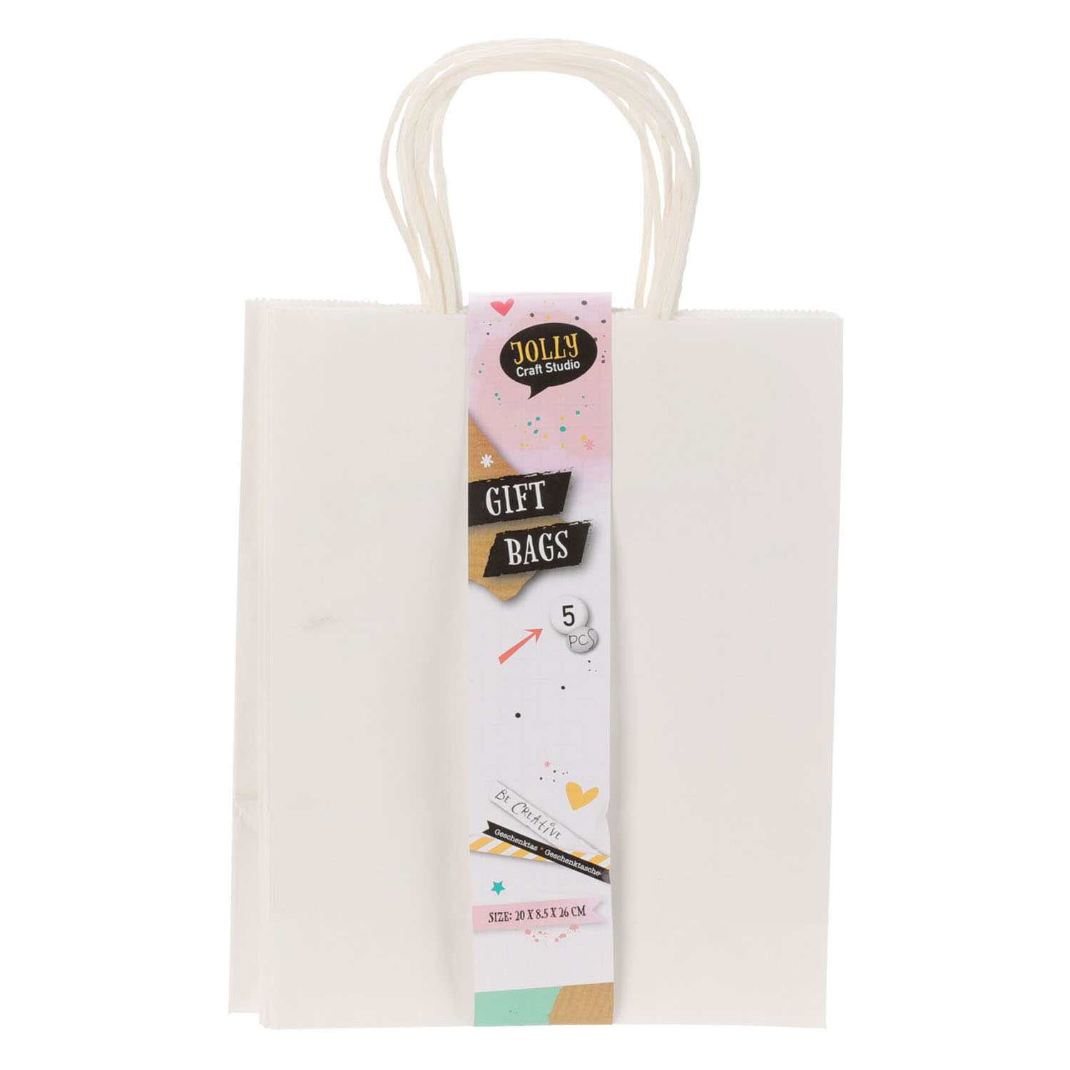 Sac cadeau en papier blanc, 5 pcs.