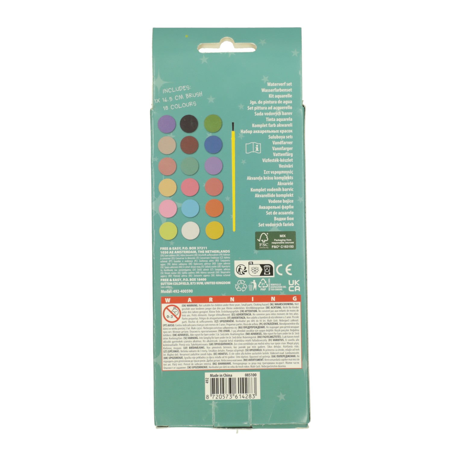 Aquarell-Set, 18 Farben