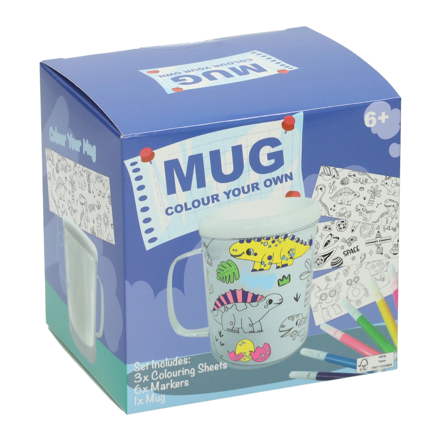 Kleur je eigen Dino Beker