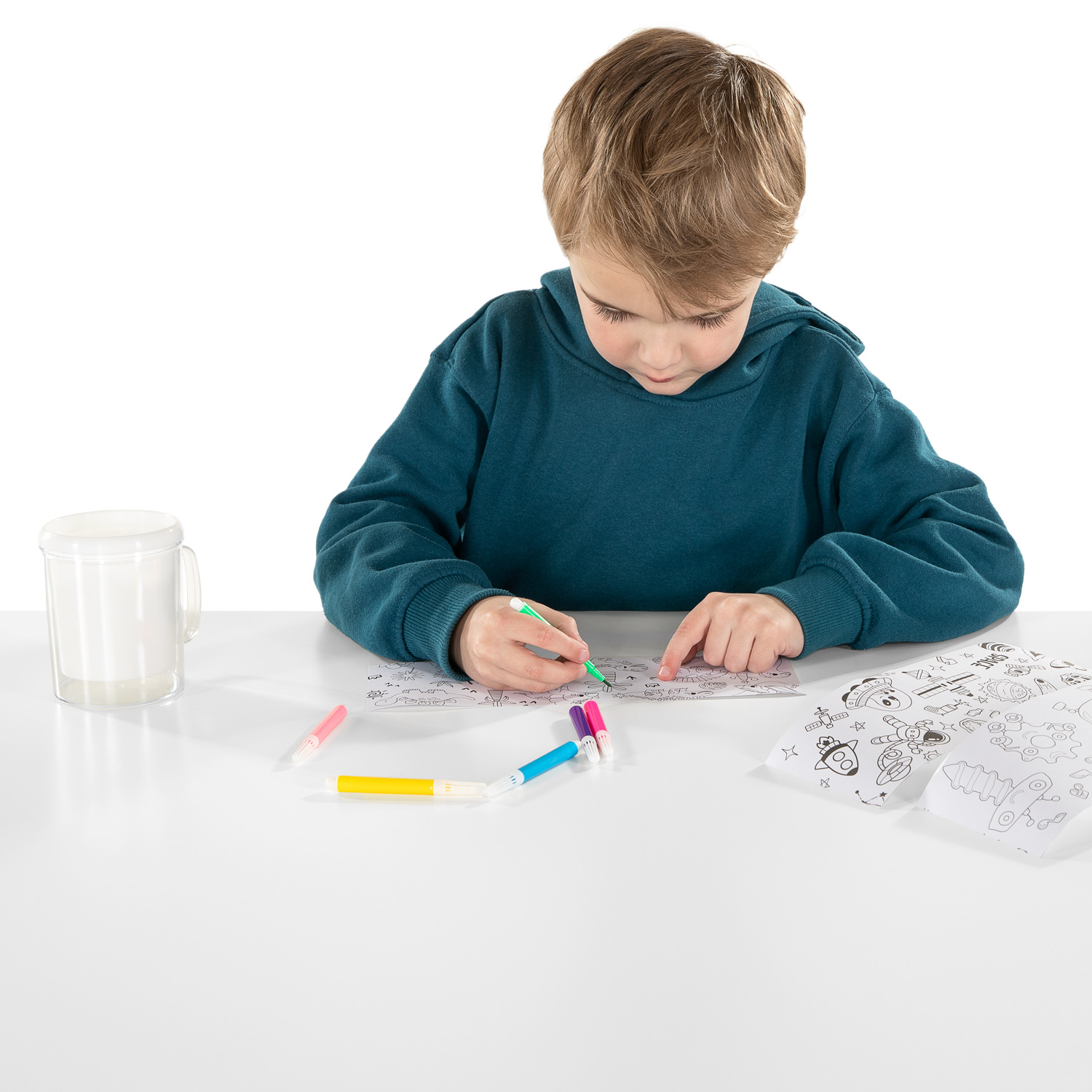 Kleur je eigen Beker Dino's Robots Ruimtevaartplaatjes - incl 6 stiften