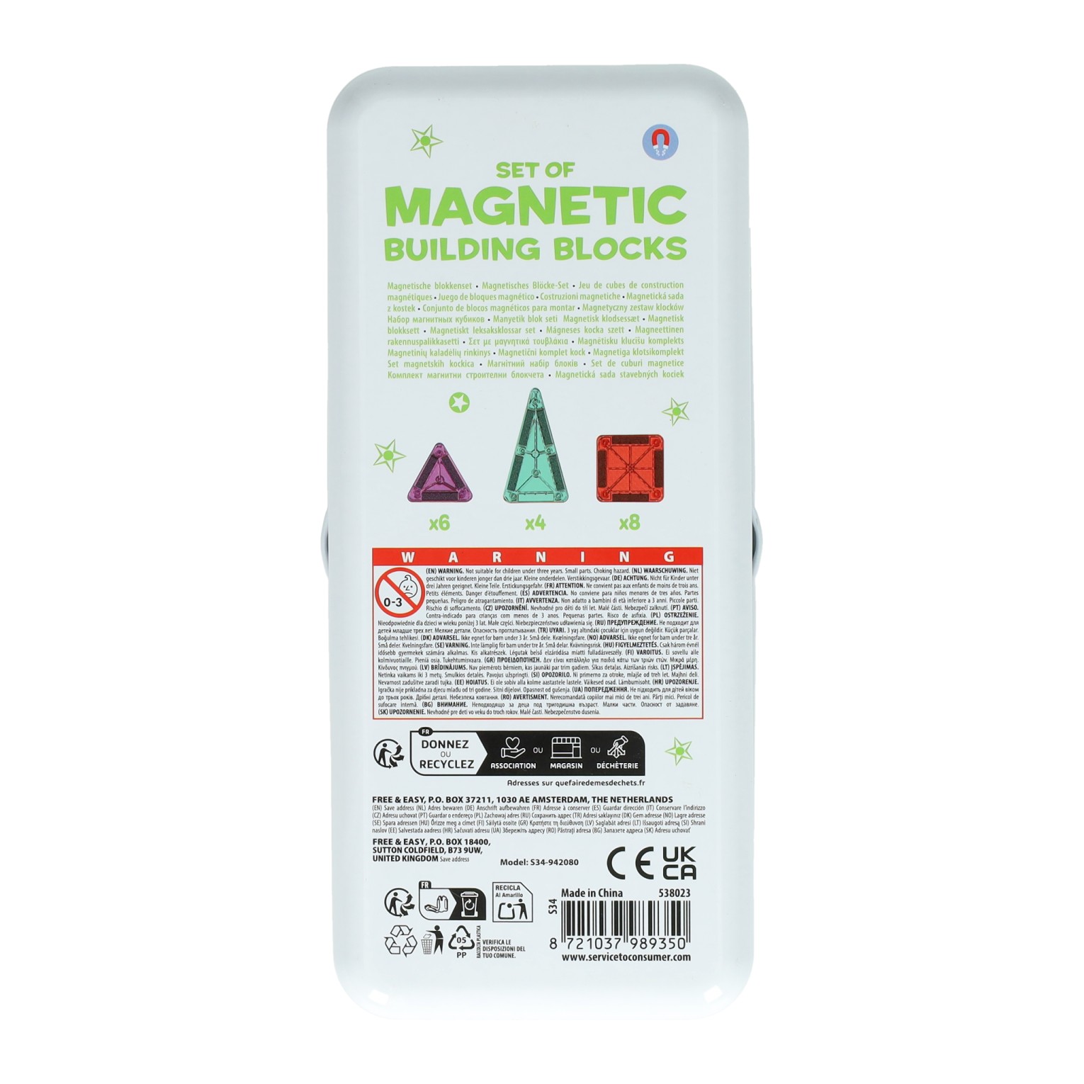 Magnetische Bouwstenen in Blik - 18st.