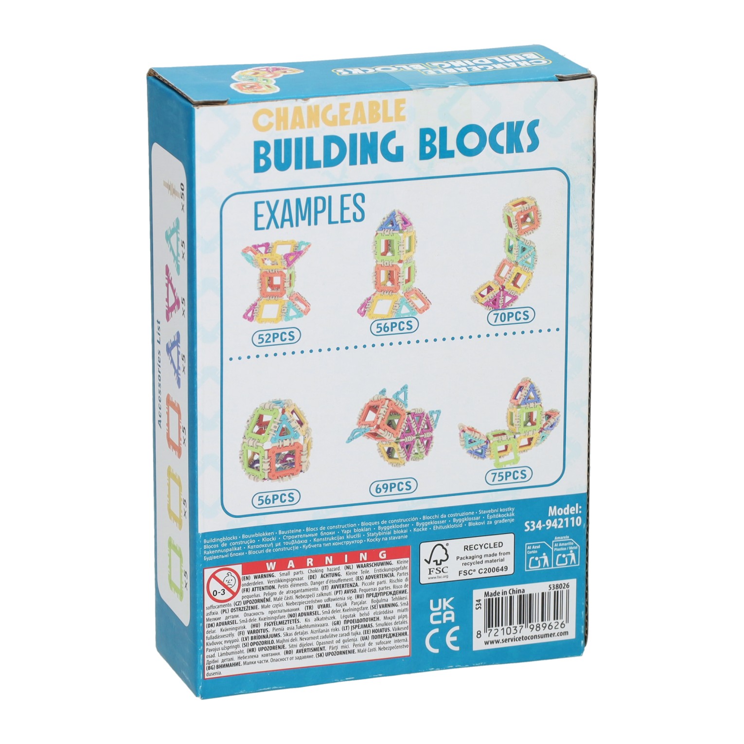 Bouwblokken 6 Vormen - 80st.