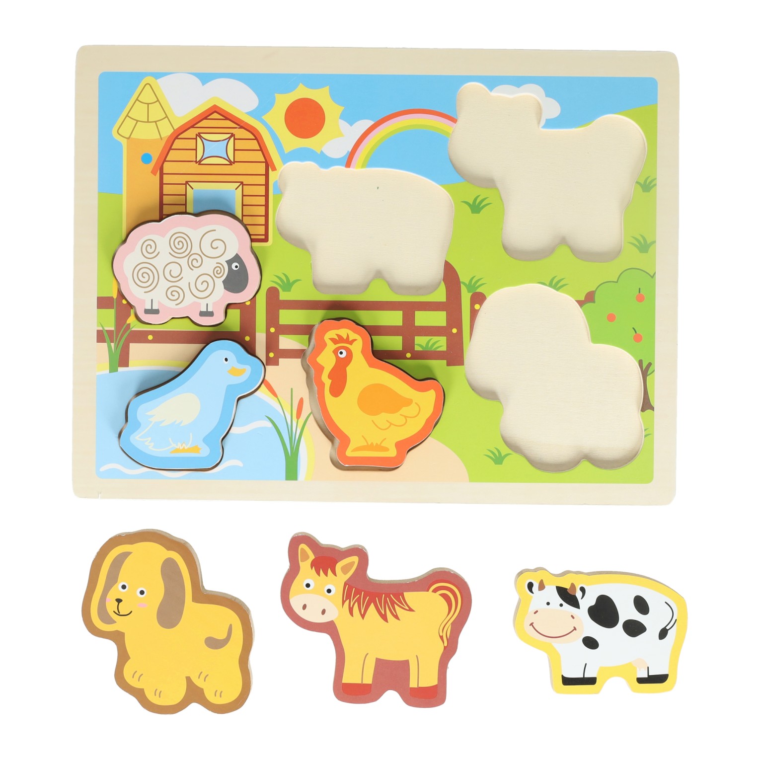 Houten Vormenpuzzel Boerderij - 6dlg.