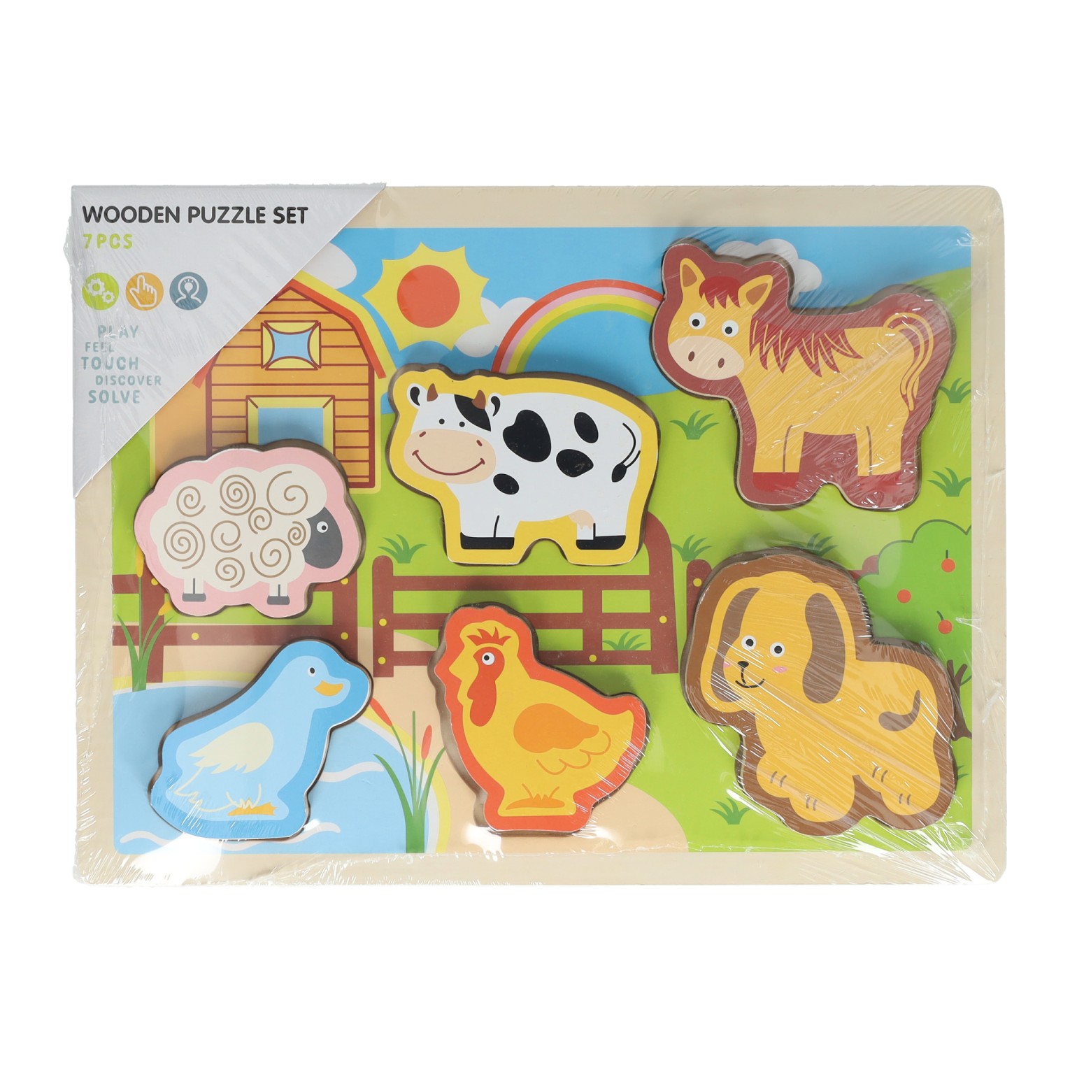 Houten Vormenpuzzel Boerderij - 6dlg.