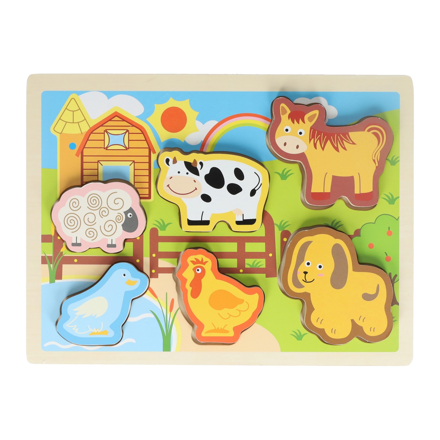 Houten Vormenpuzzel Boerderij - 6dlg.