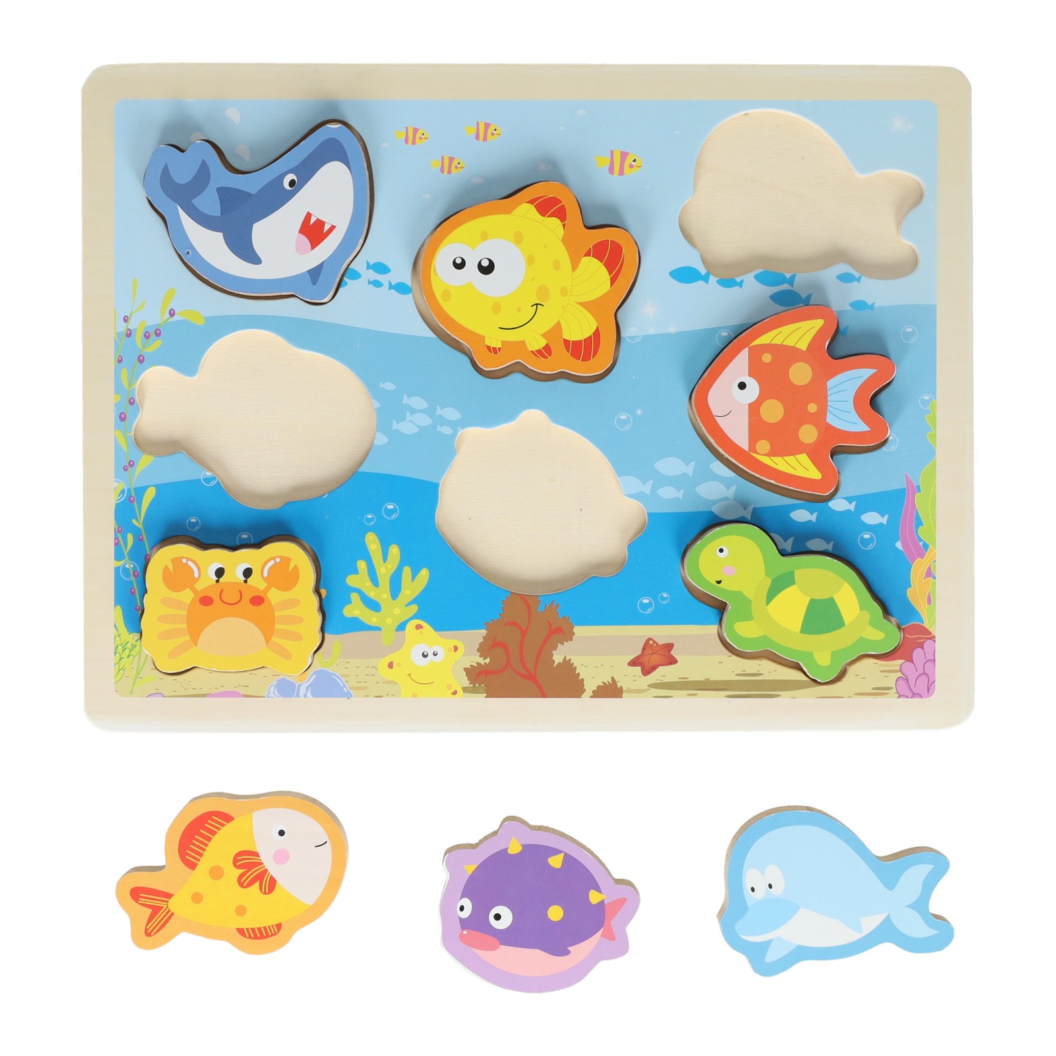 Houten Vormenpuzzel Oceaan - 8dlg.