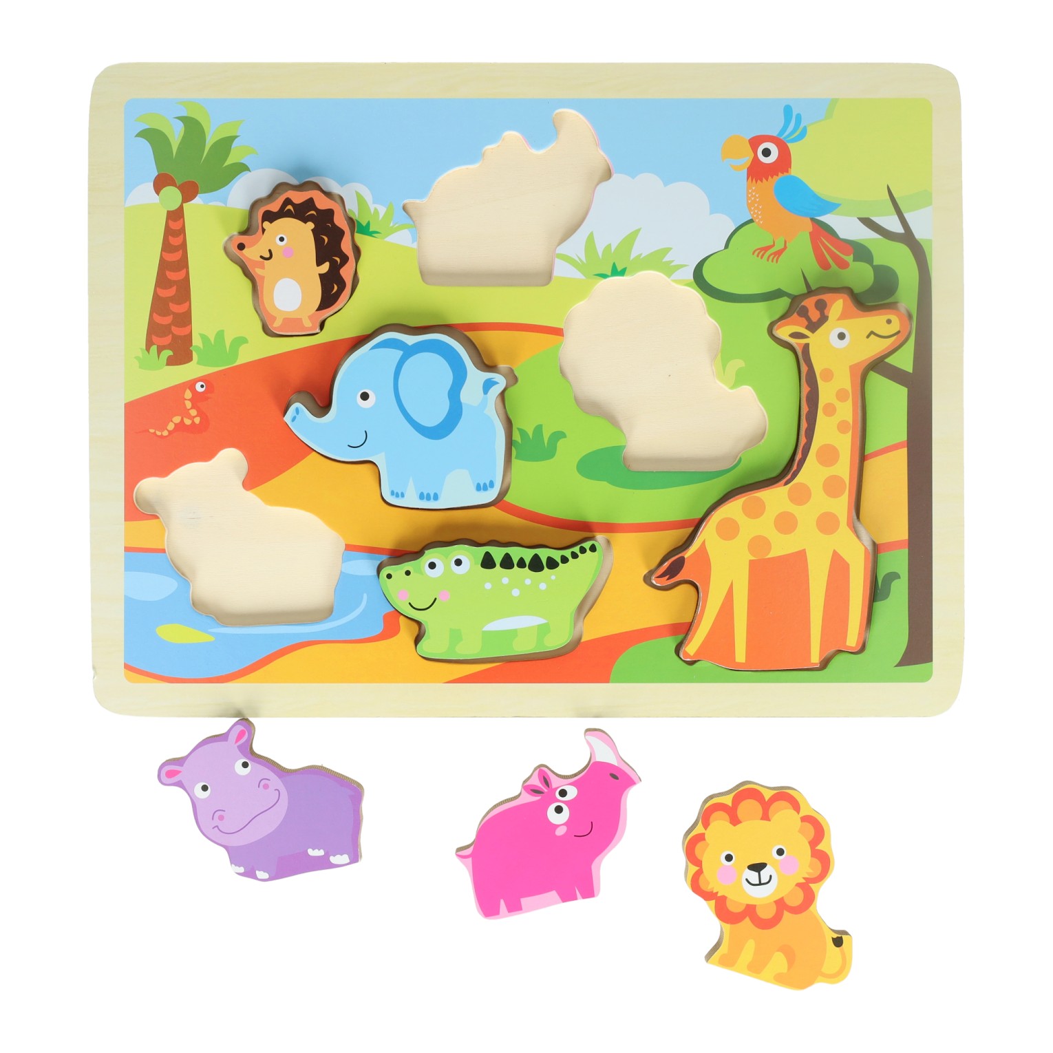 Houten Vormenpuzzel Jungle - 7st.