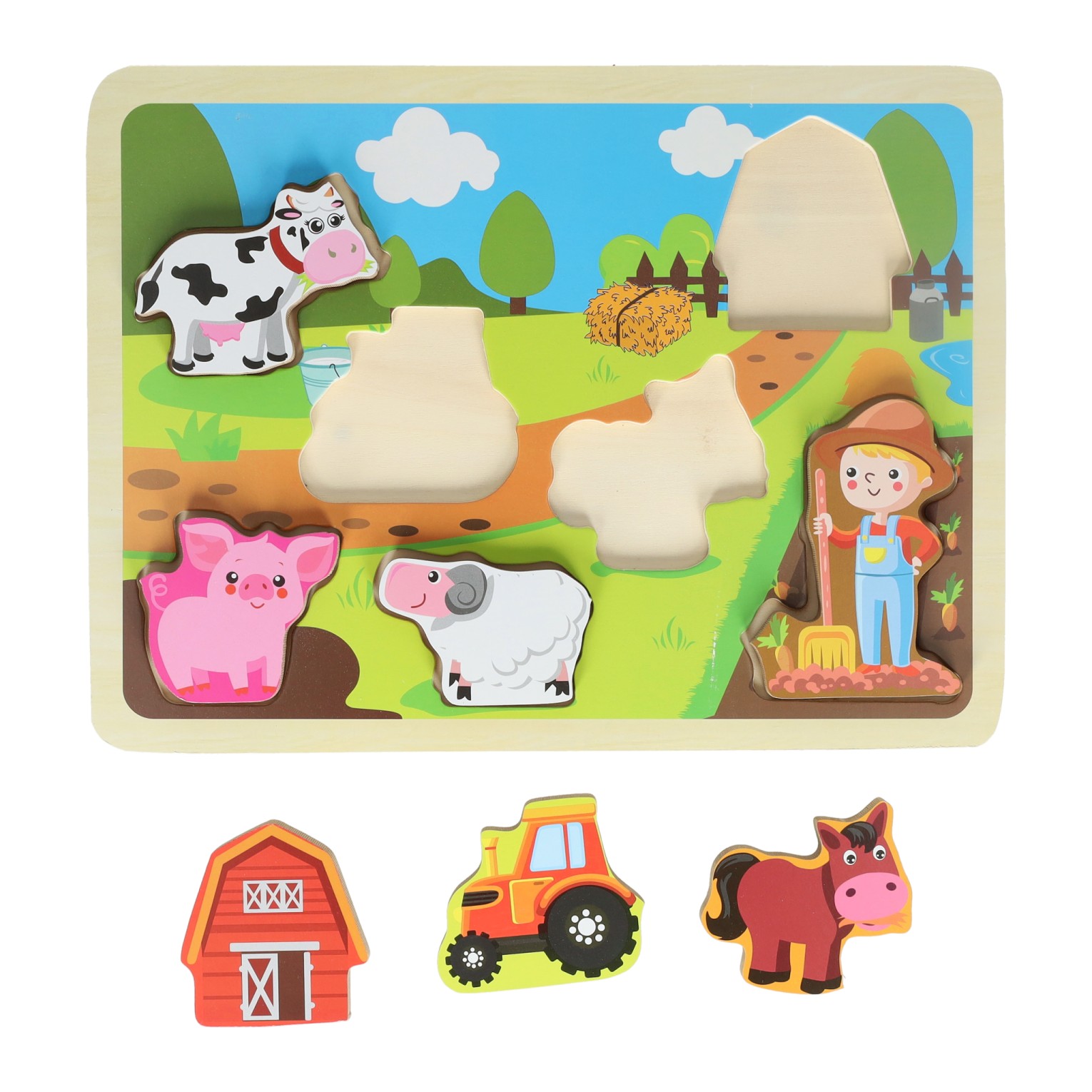 Houten Vormenpuzzel Boerderij - 7st.