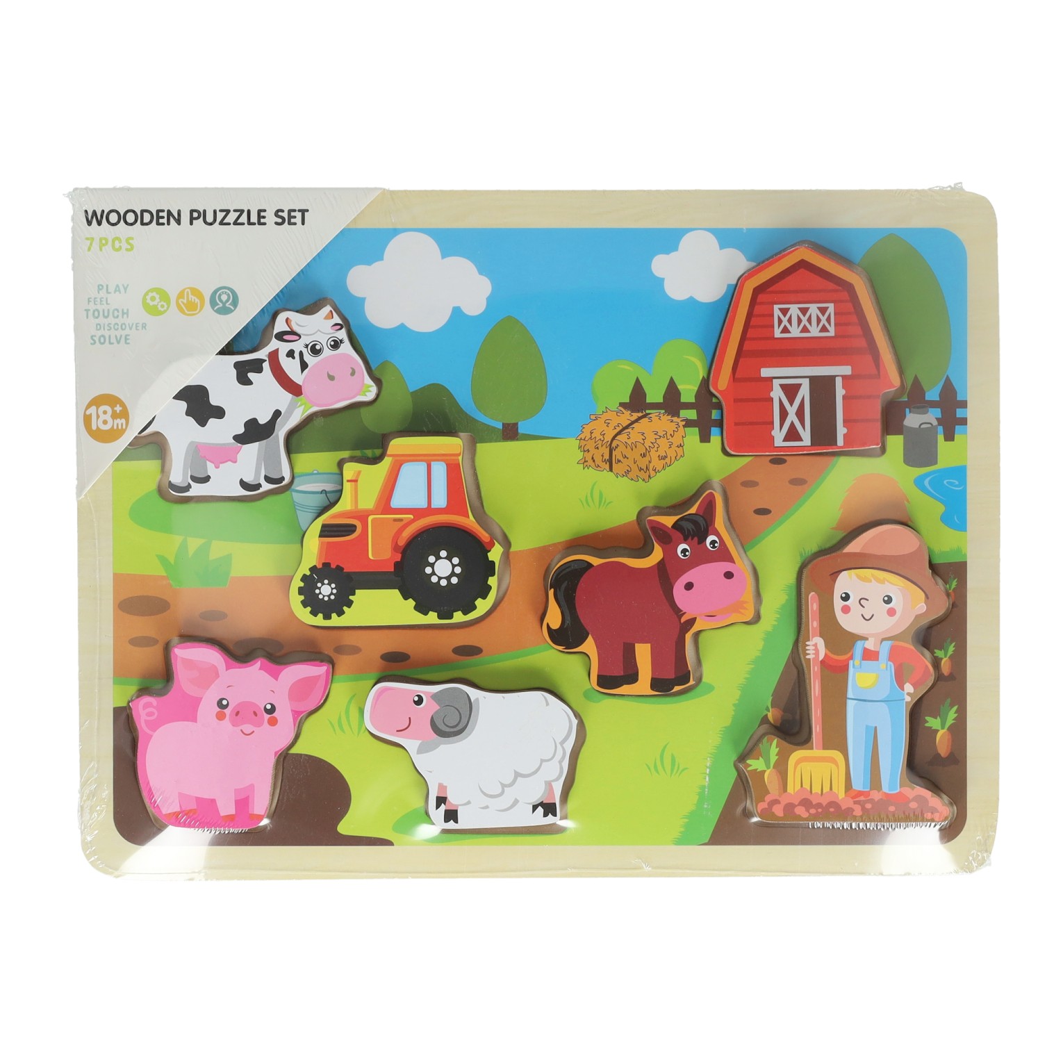 Houten Vormenpuzzel Boerderij - 7st.
