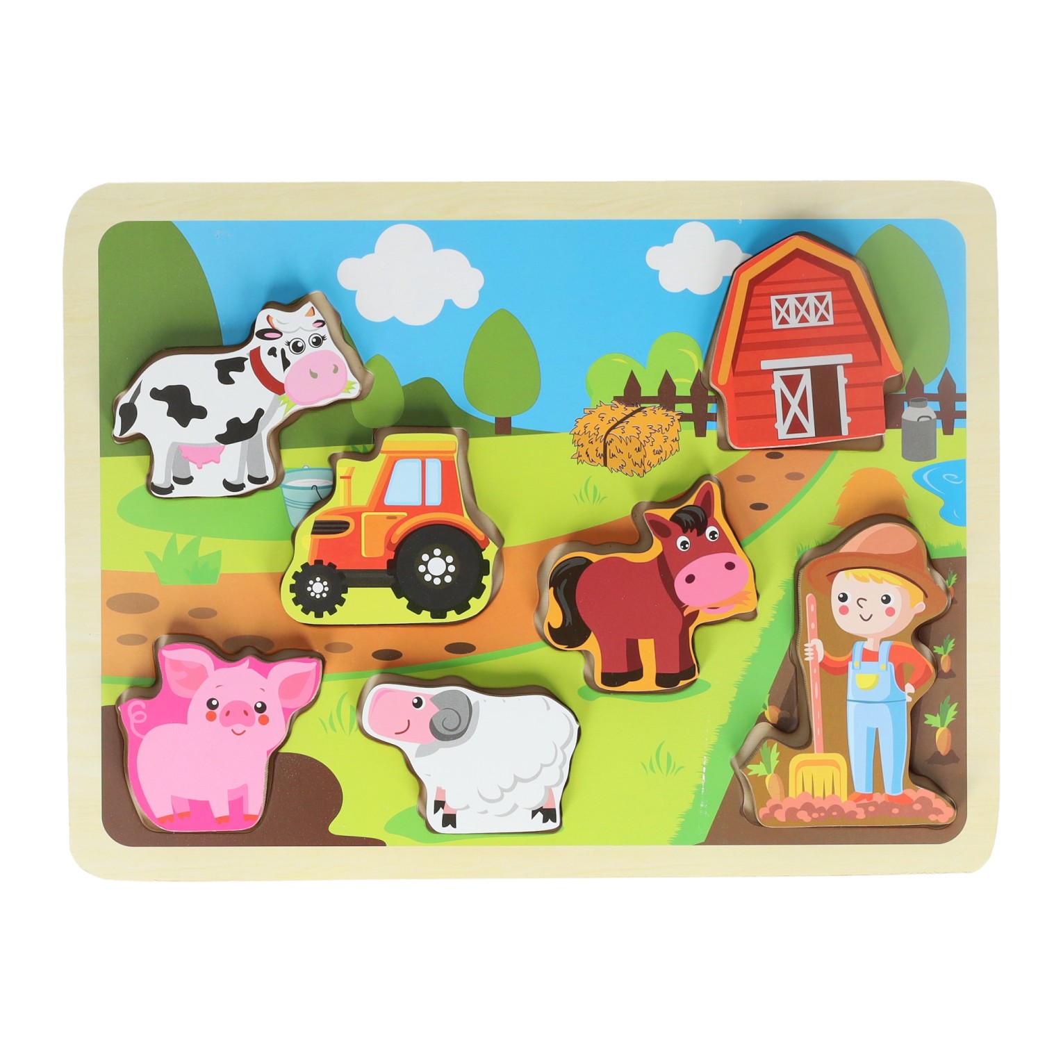 Houten Vormenpuzzel Boerderij - 7st.