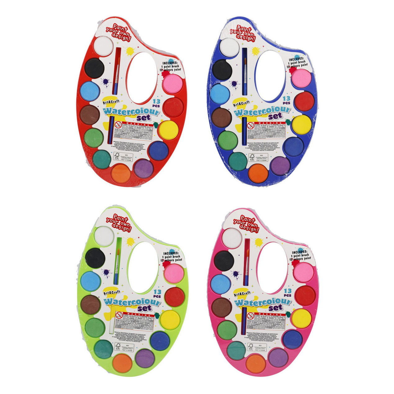 Coffret aquarelle avec 12 couleurs et pinceau