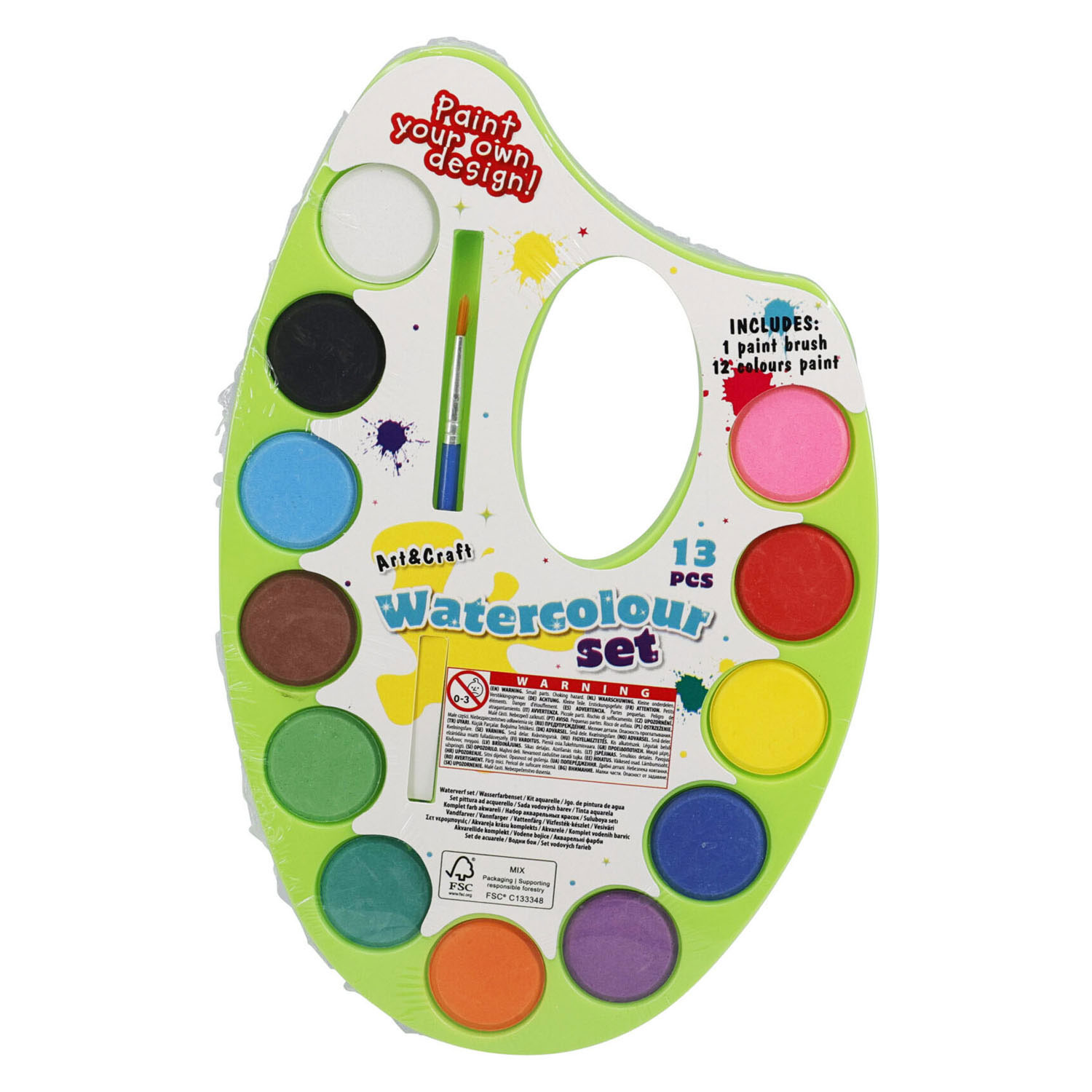 Coffret aquarelle avec 12 couleurs et pinceau