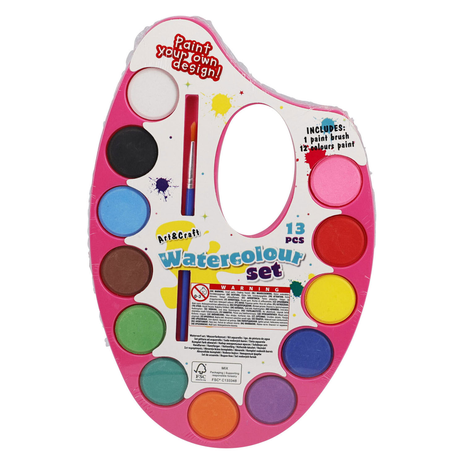Coffret aquarelle avec 12 couleurs et pinceau