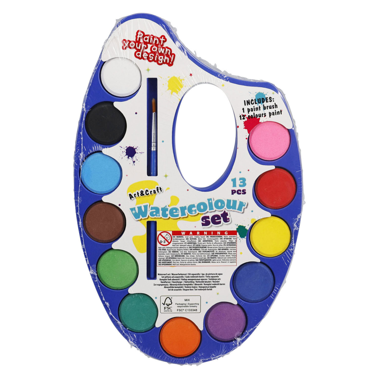 Coffret aquarelle avec 12 couleurs et pinceau