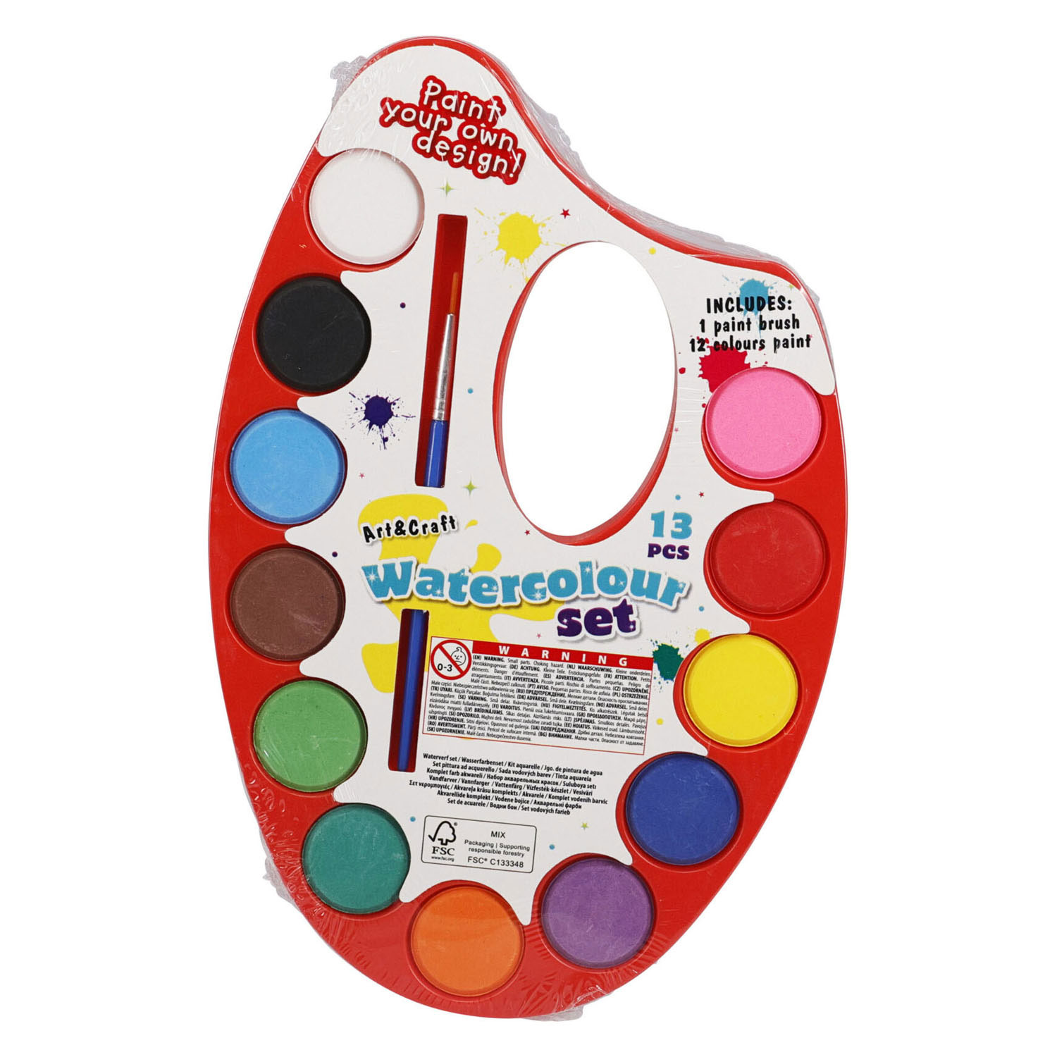Coffret aquarelle avec 12 couleurs et pinceau