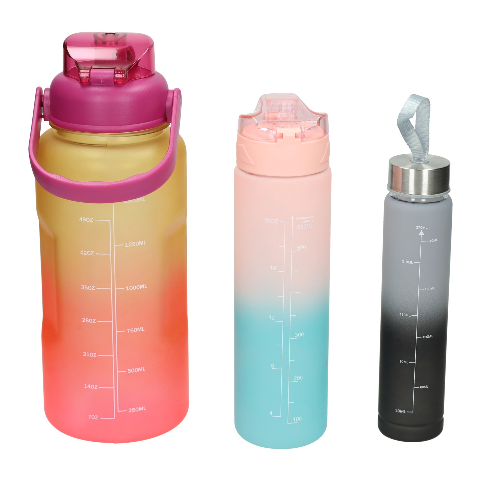 Set Drinkflessen 270ml, 650ml en 1800ml