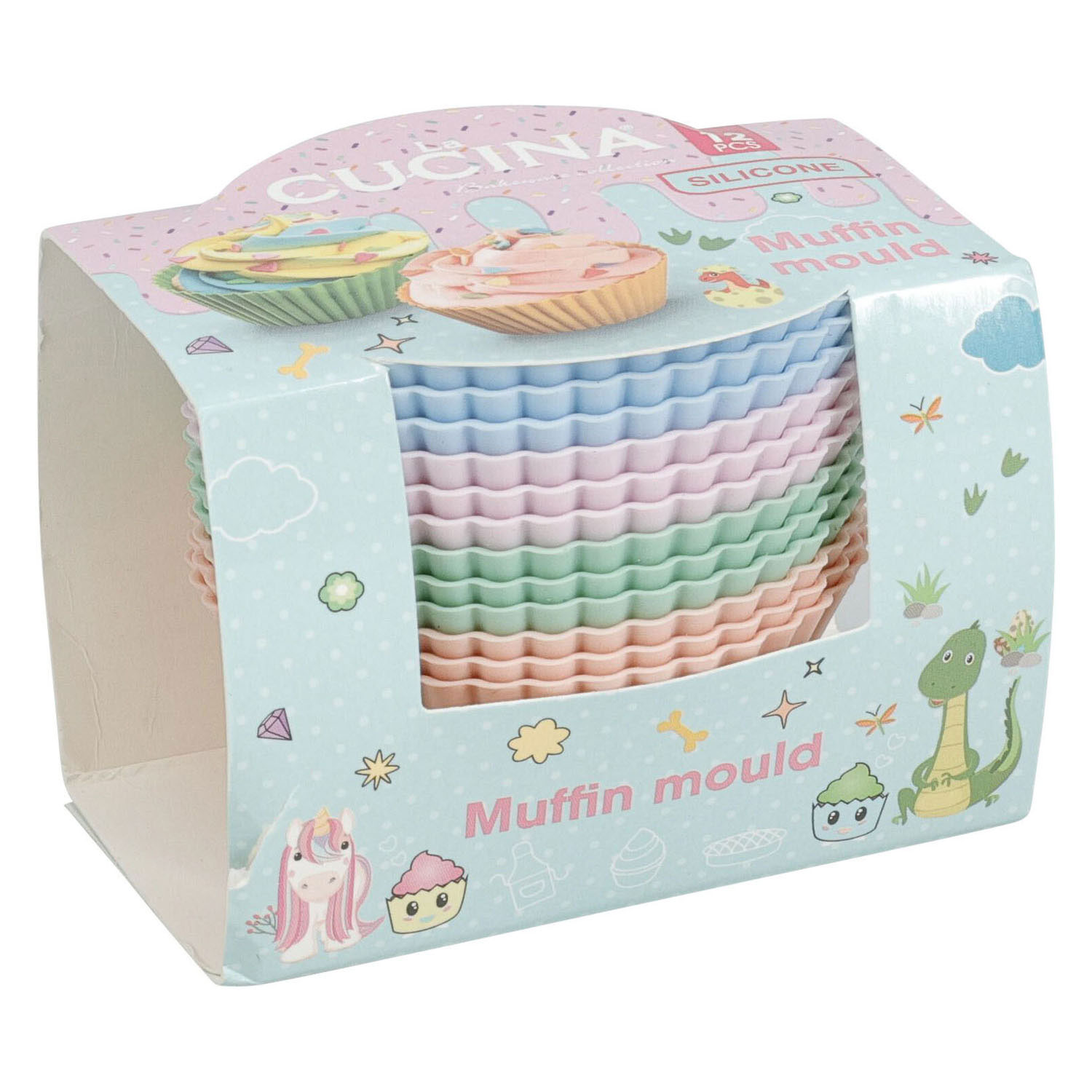 Ensemble de moules à cupcakes en silicone 7x3,5cm - 12 pièces.