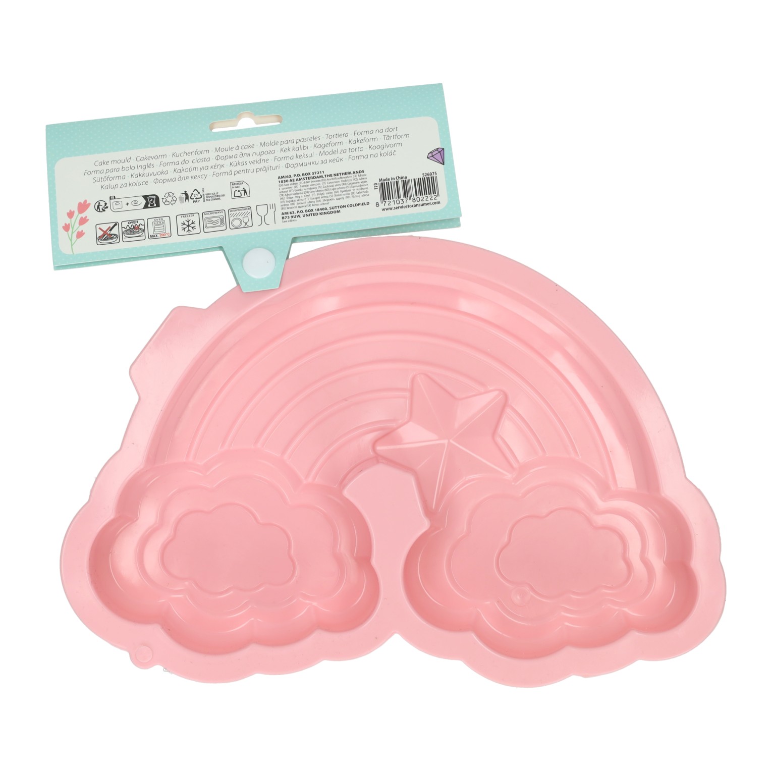 Siliconen cakevorm 27x20x5cm - Regenboog