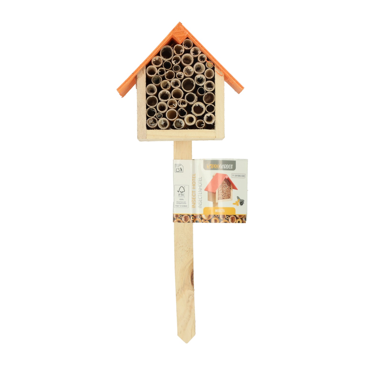 Houten Insectenhotel op Prikker