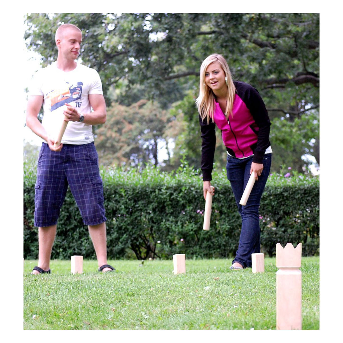 Kubb, jeu de base en bois pour l'extérieur