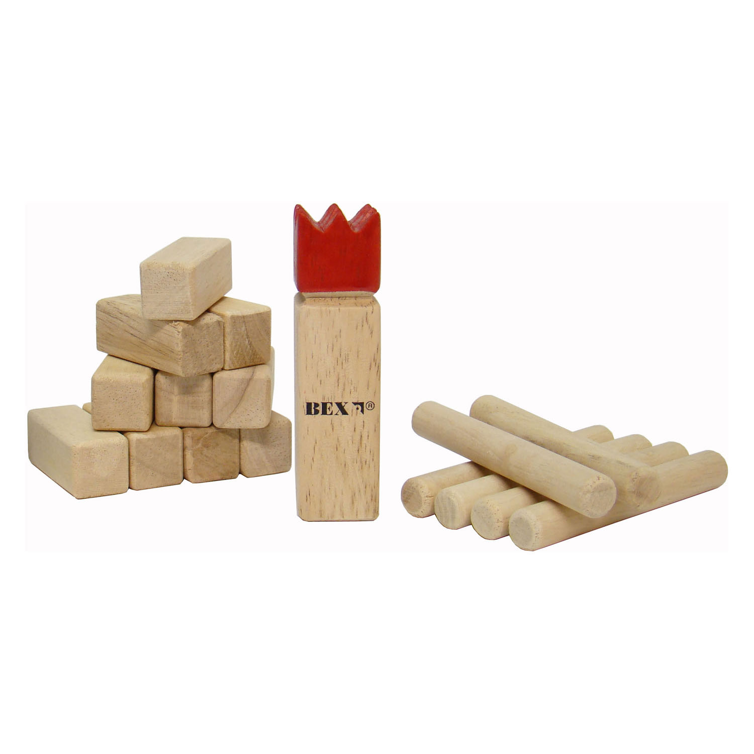 Bex Mini Kubb Tafelmodel met Rode Koning
