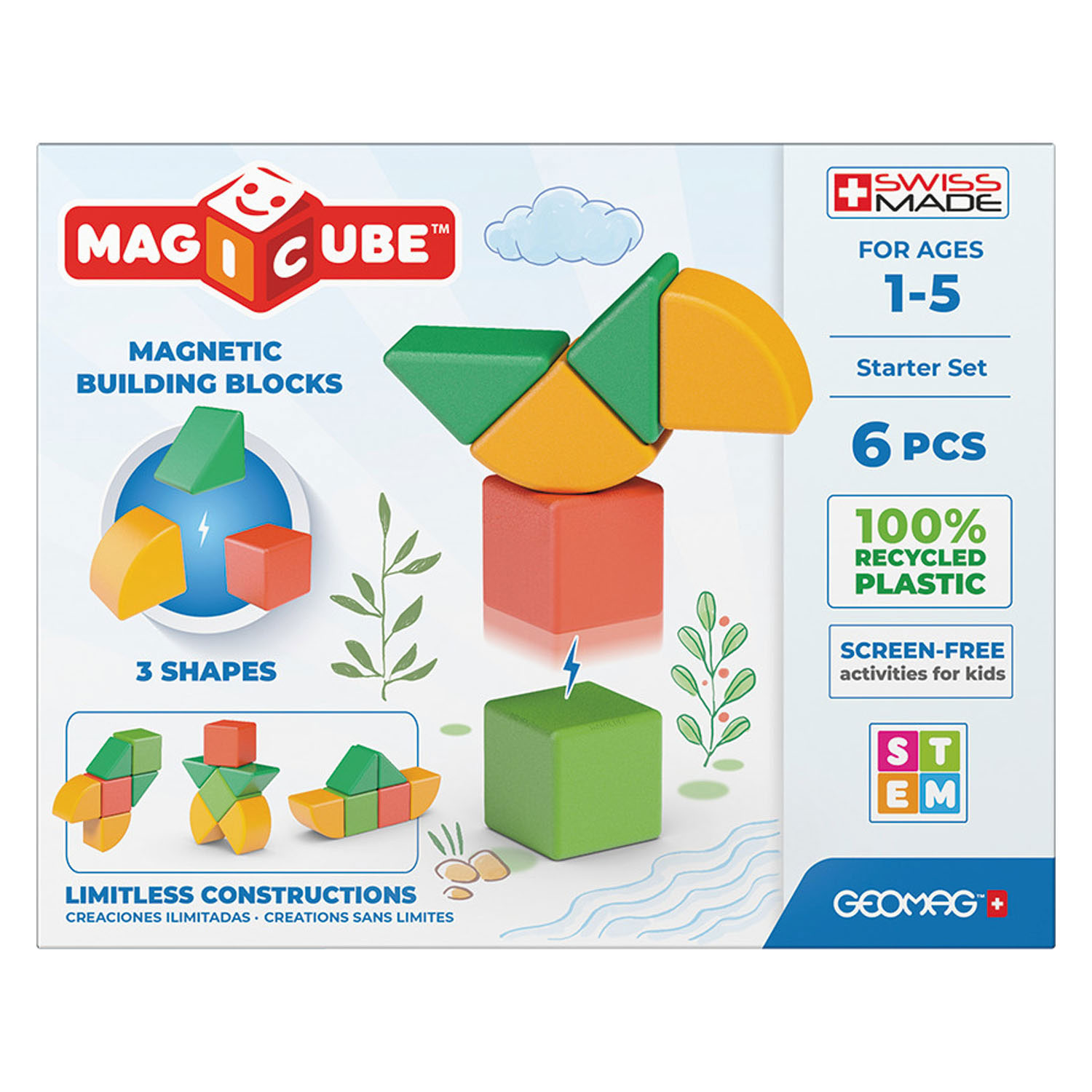 Geomag Magicube 3 Shapes Recycled Starter Set, 6-tlg.