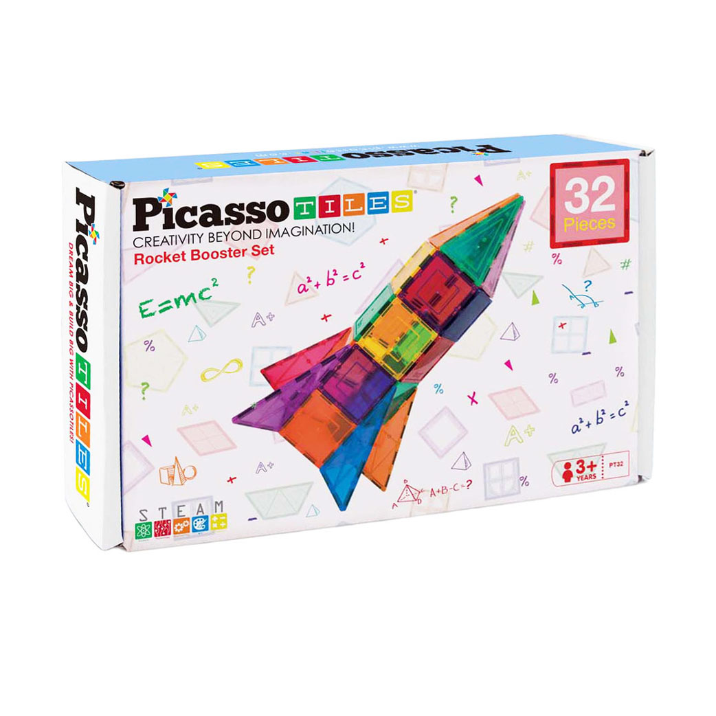 PicassoTiles Rocket Booster - Tuiles de construction magnétiques, 32 pièces.