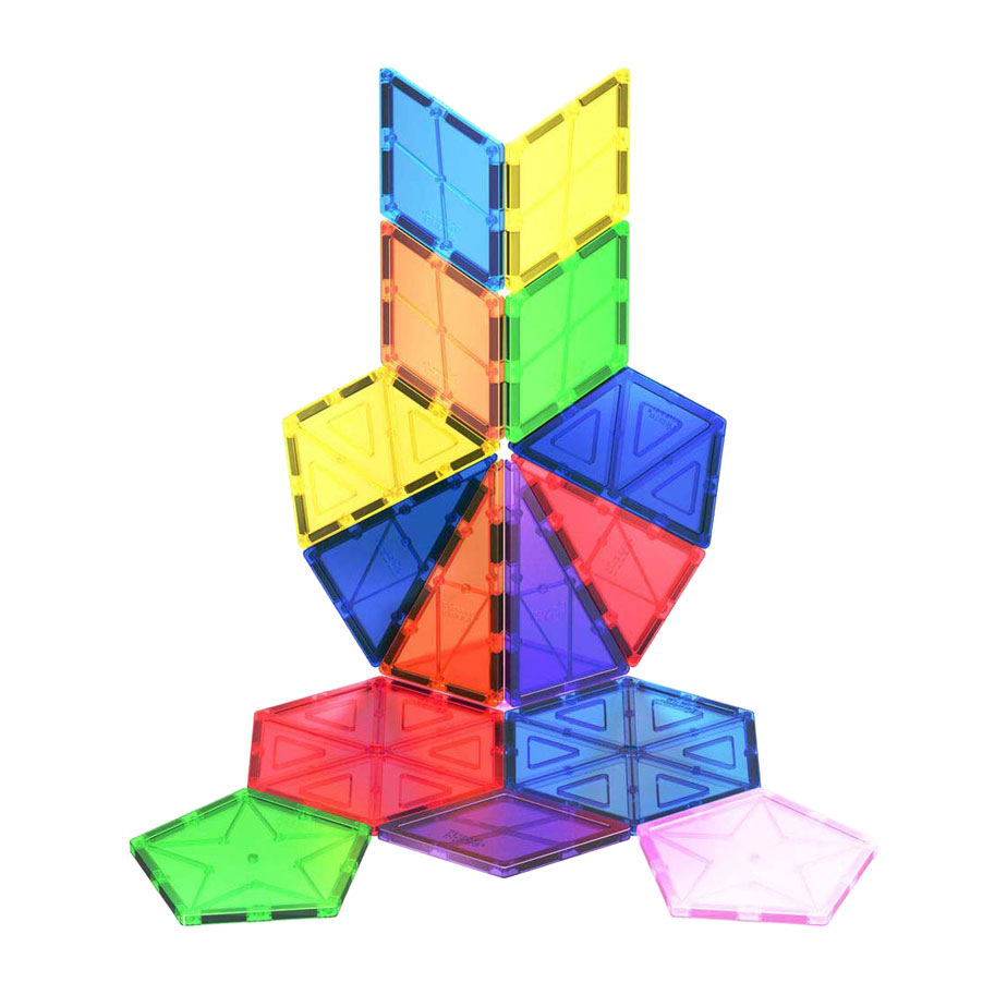 PicassoTiles Geometry - Tuiles de construction magnétiques, 16 pièces.