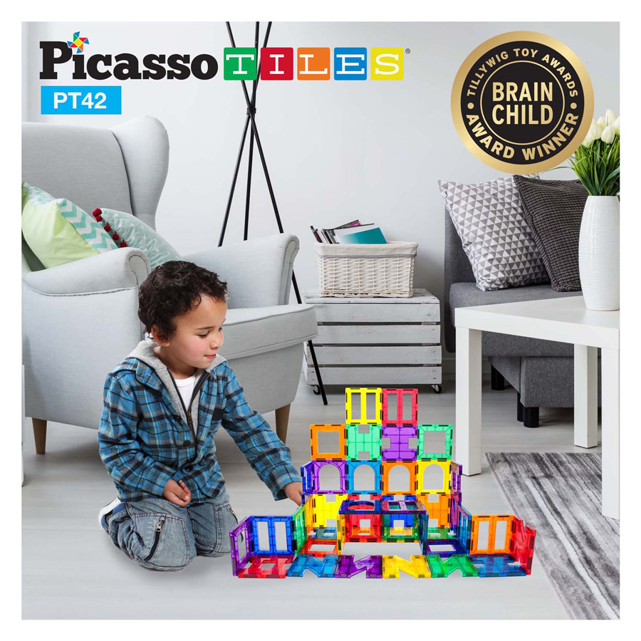 PicassoTiles Artistry - Tuiles de construction magnétiques, 42 pièces.