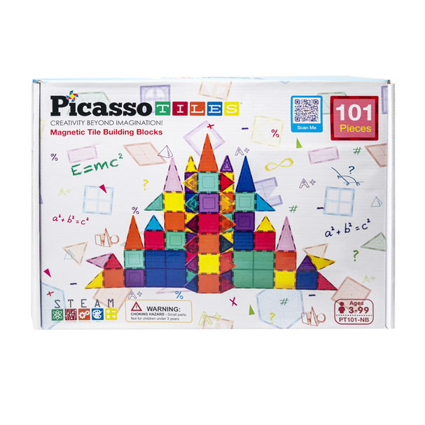 Ensemble de Play PicassoTiles - Tuiles de construction magnétiques, 101 pièces.