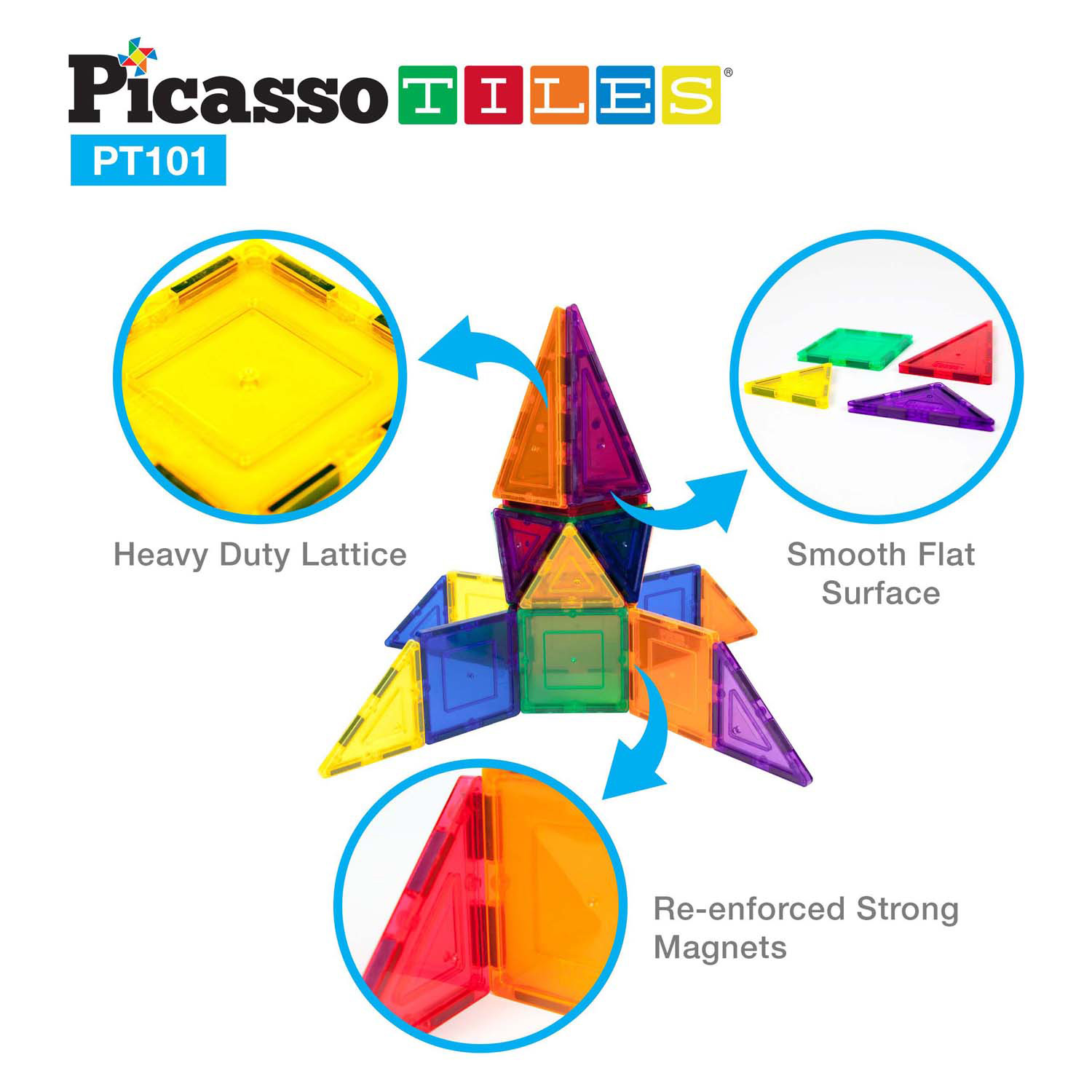 PicassoTiles Play Set - Magnetische Bouwtegels, 101dlg.