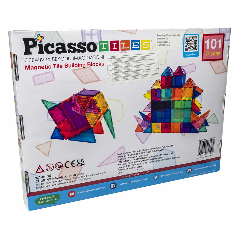 PicassoTiles Play Set - Magnetische Bouwtegels, 101dlg.