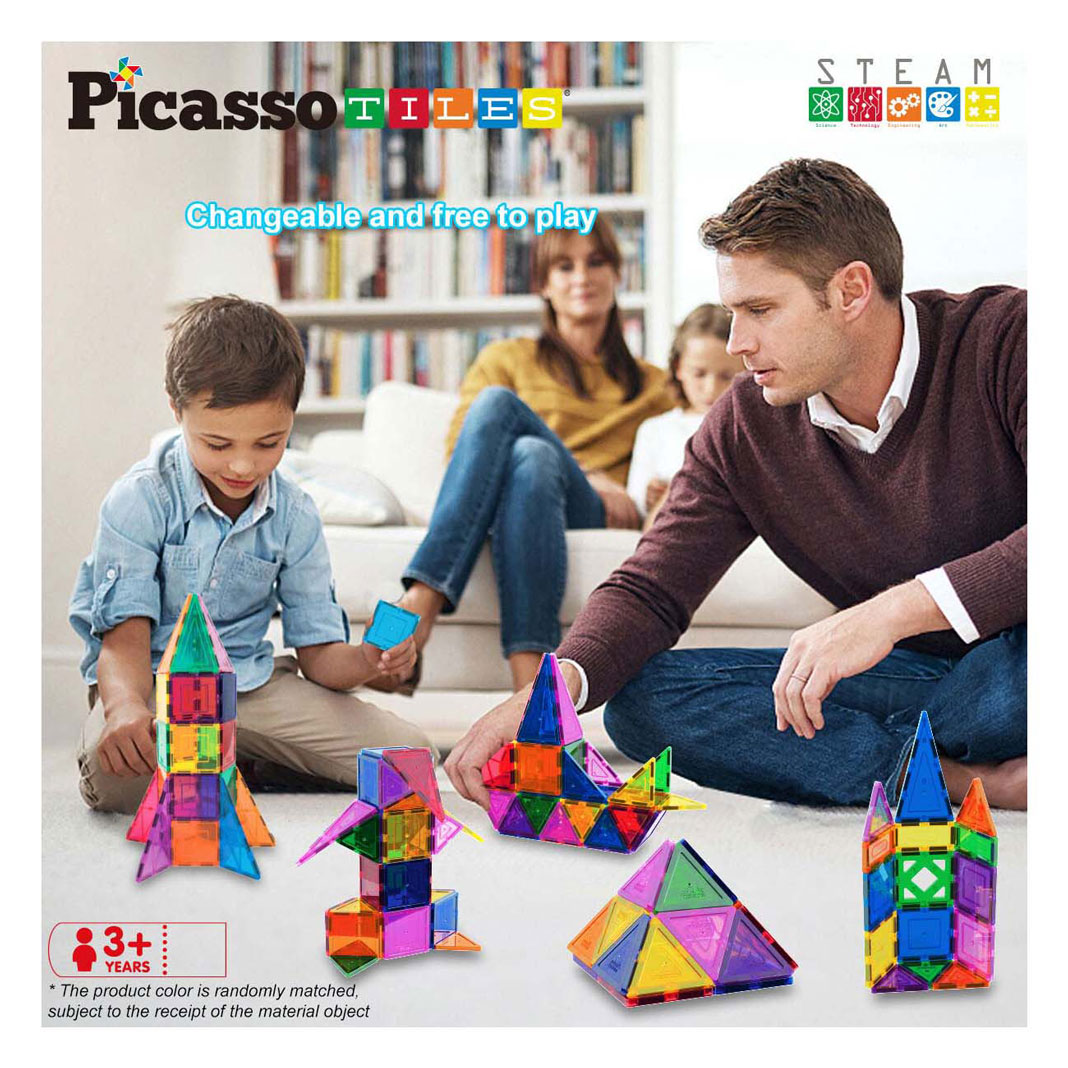 PicassoTiles Blocs et Miroirs - Tuiles de Construction Magnétiques, 152 pièces.