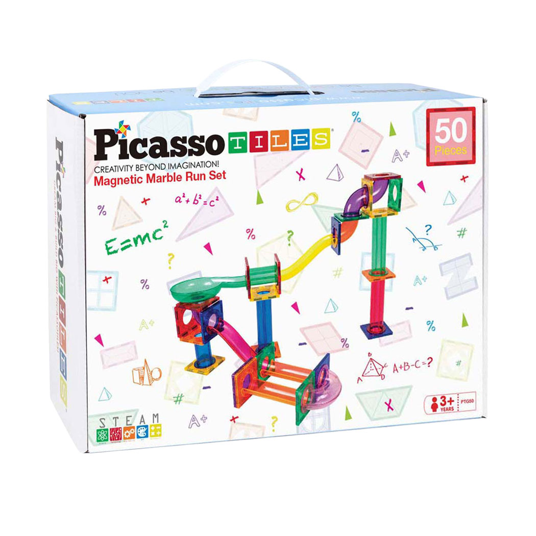 PicassoTiles Marble Run - Tuiles de construction magnétiques - 50 pièces.