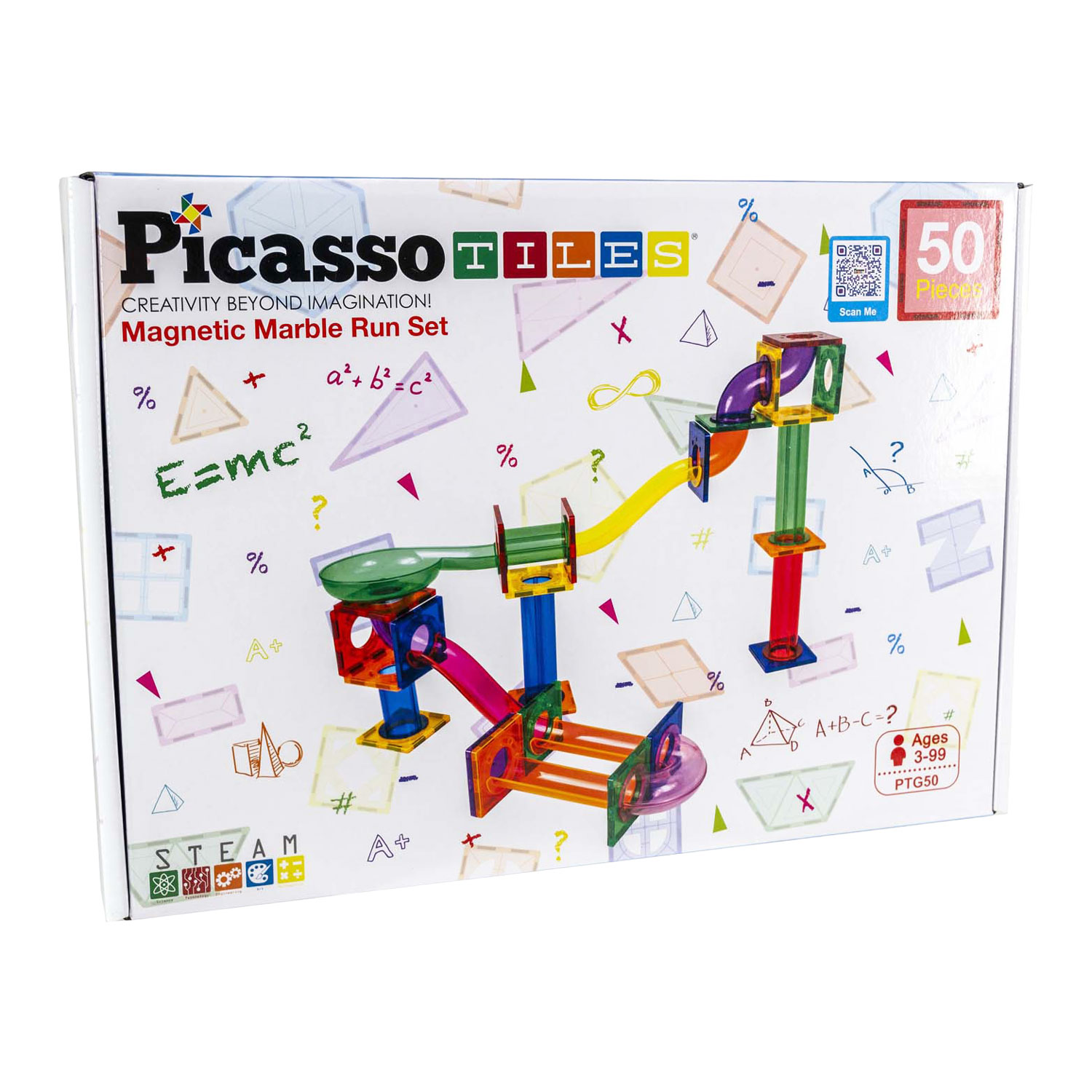PicassoTiles Marble Run - Tuiles de construction magnétiques - 50 pièces.