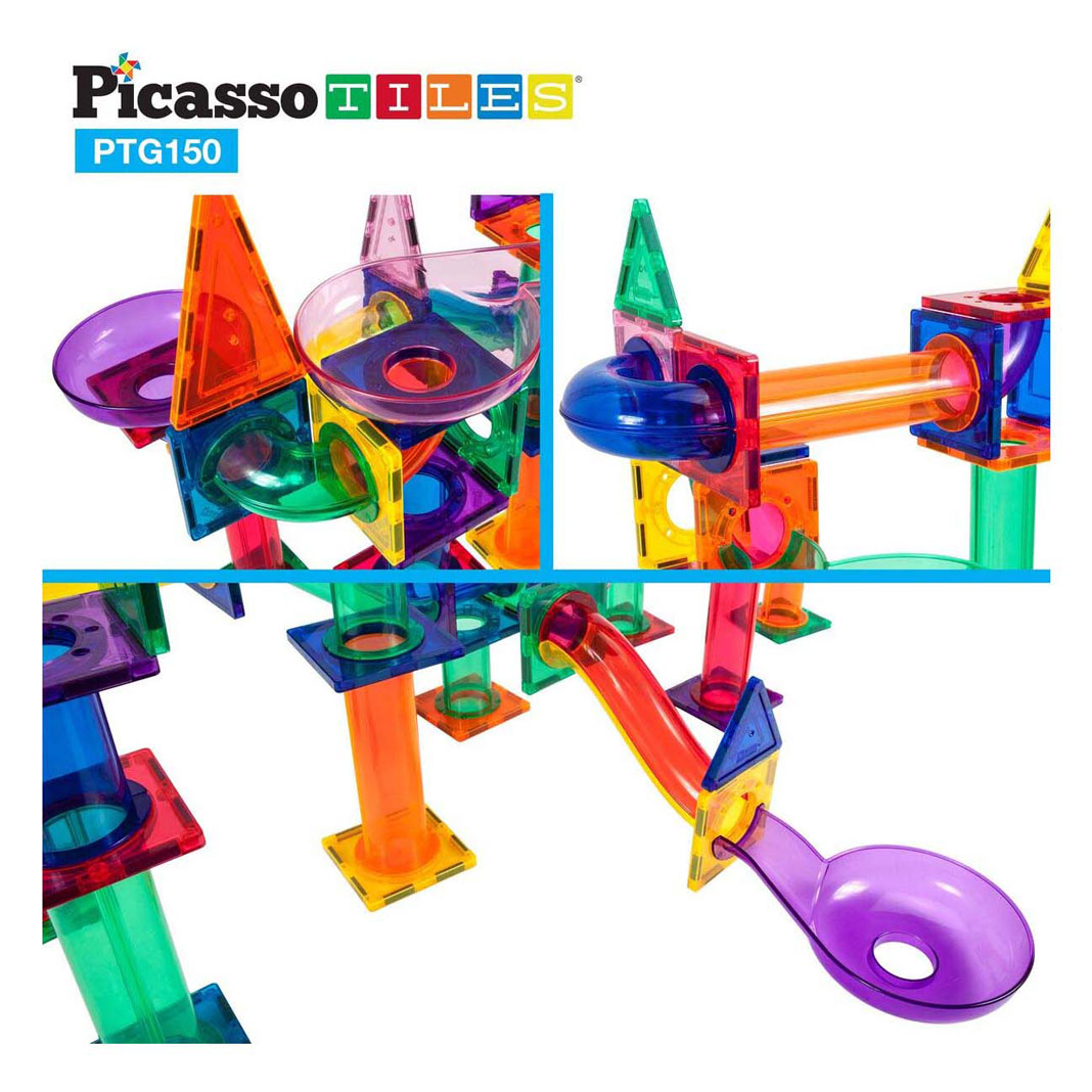 PicassoTiles Marble Run - Tuiles de construction magnétiques, 150 pièces.