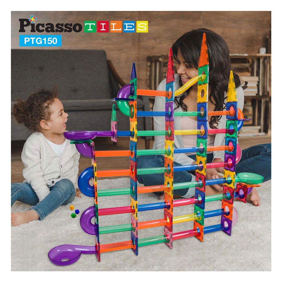 PicassoTiles Marble Run - Tuiles de construction magnétiques, 150 pièces.
