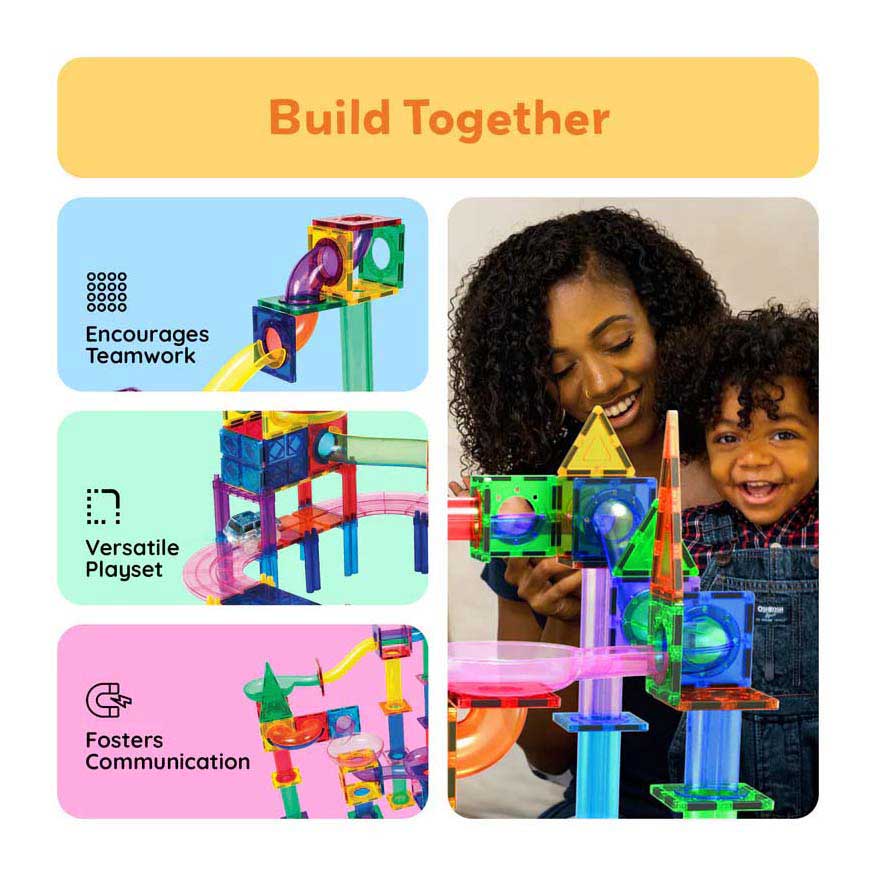 PicassoTiles Marble Run et Race Track - Tuiles de construction magnétiques - 108 pièces.