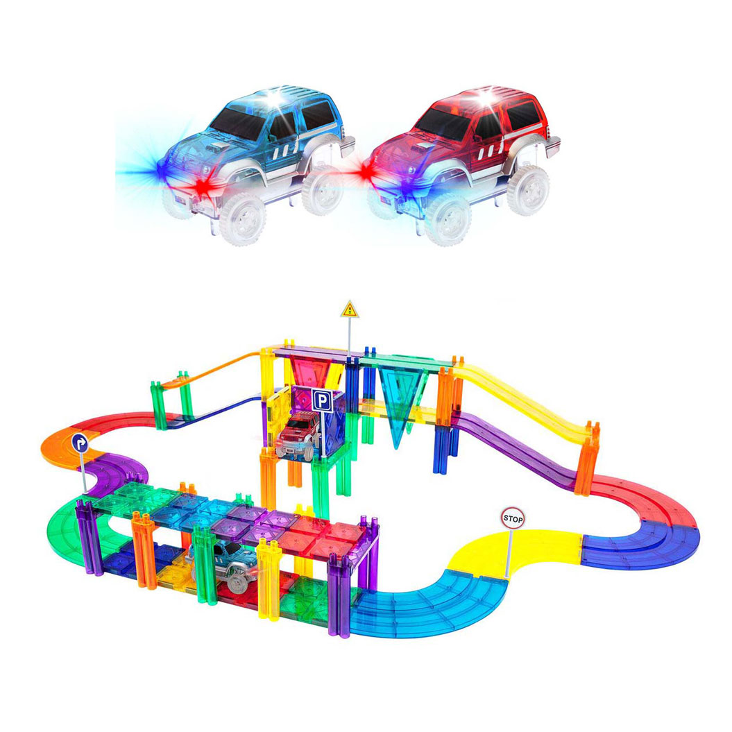 PicassoTiles Race Track - Tuiles de construction magnétiques, 50 pièces.