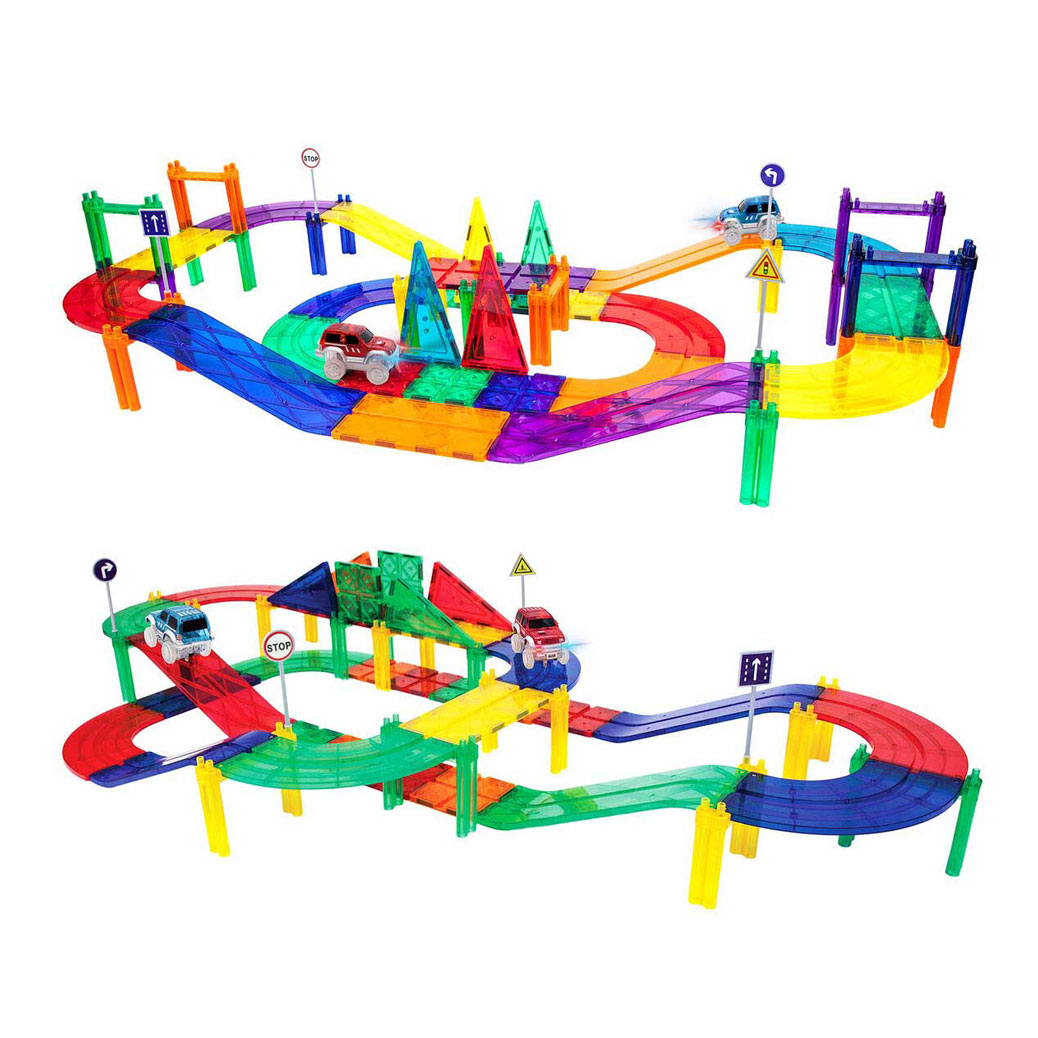 PicassoTiles Race Track - Tuiles de construction magnétiques, 50 pièces.