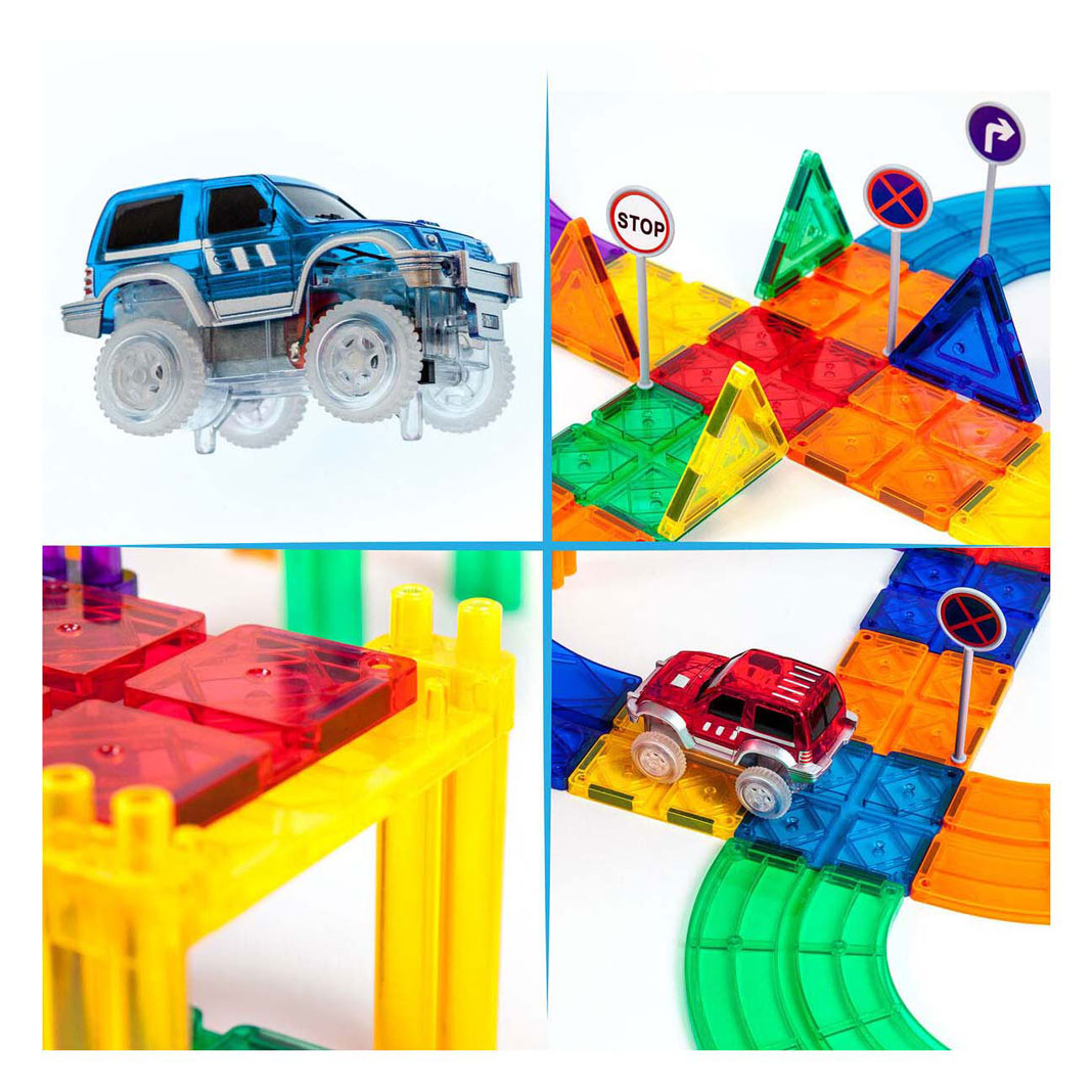 PicassoTiles Race Track - Tuiles de construction magnétiques, 50 pièces.