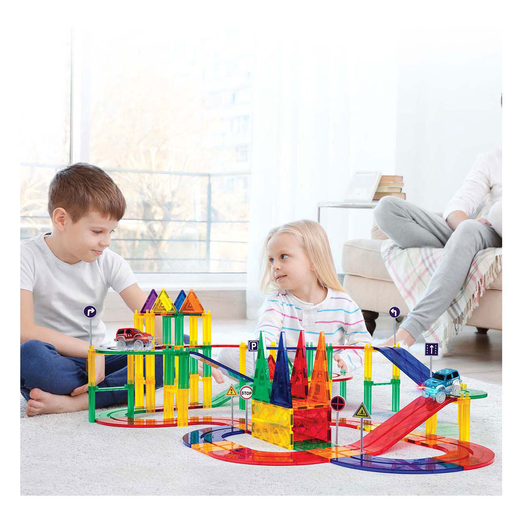 PicassoTiles Race Track - Tuiles de construction magnétiques, 50 pièces.