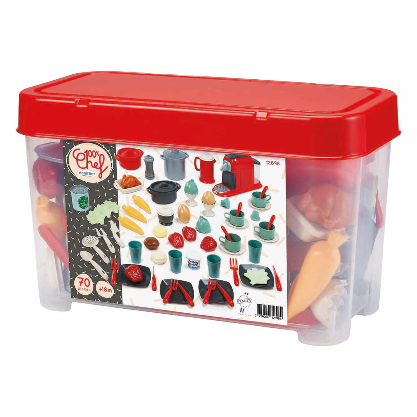 Vaisselle Ecoiffier 100% Chef en boîte de rangement - 70 dlg. Vaisselle Ecoiffier 100% Chef en boîte de rangement - 70 dlg.