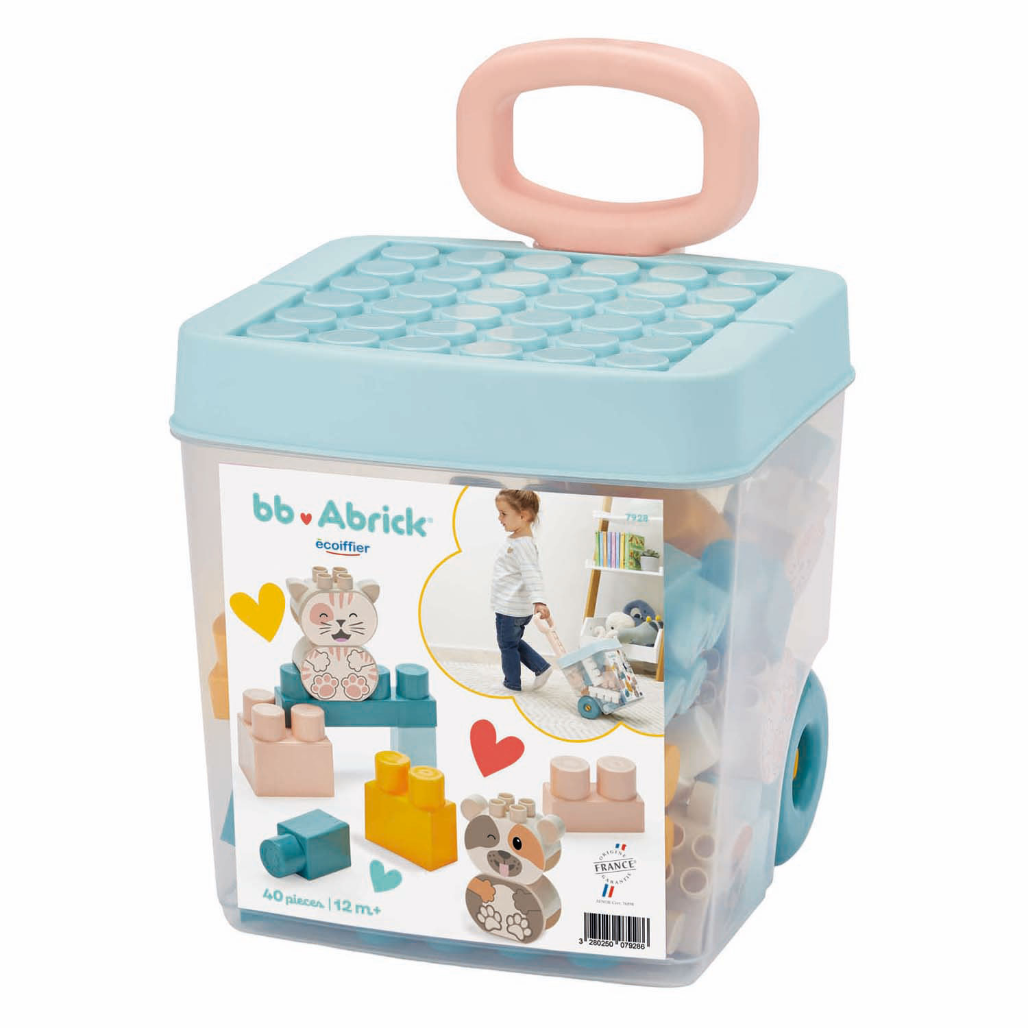 Blocs de construction Abrick dans une boîte de rangement - 40 pièces.