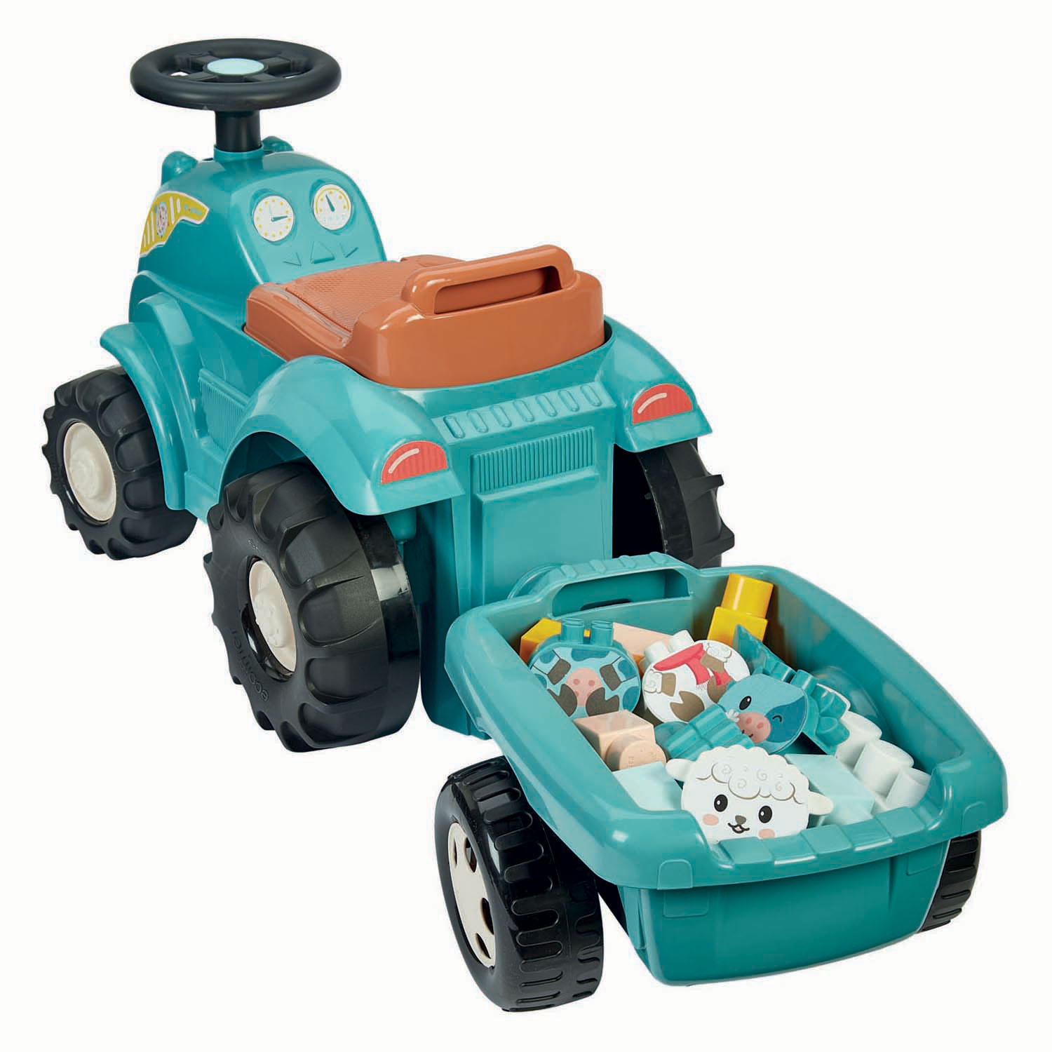 Ecoiffier Bestuurbare Tractor met Aanhanger - 15dlg.