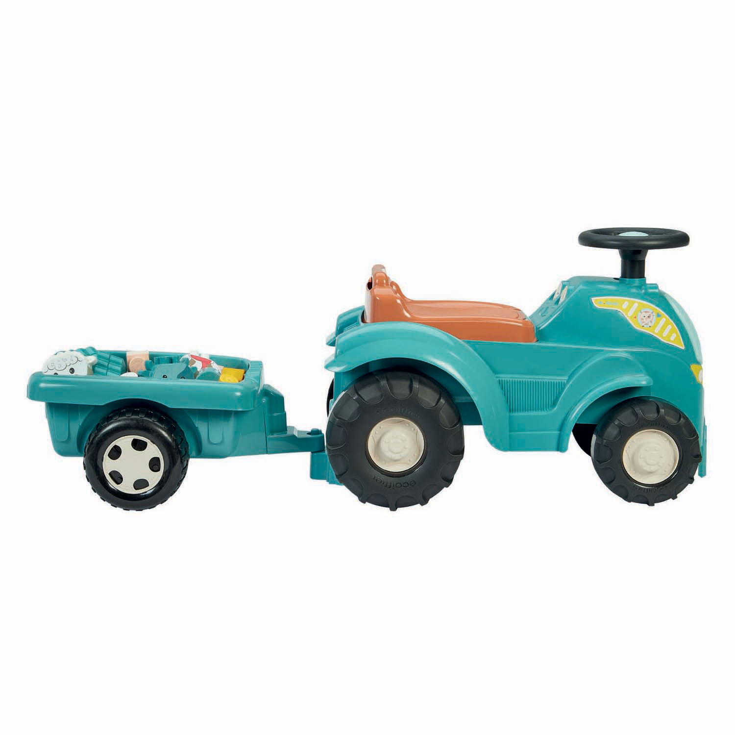 Ecoiffier Bestuurbare Tractor met Aanhanger - 15dlg.