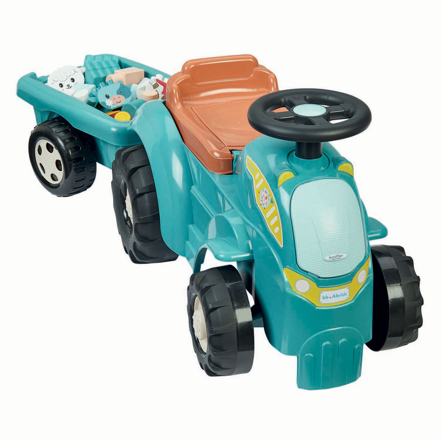 Ecoiffier Bestuurbare Tractor met Aanhanger - 15dlg.