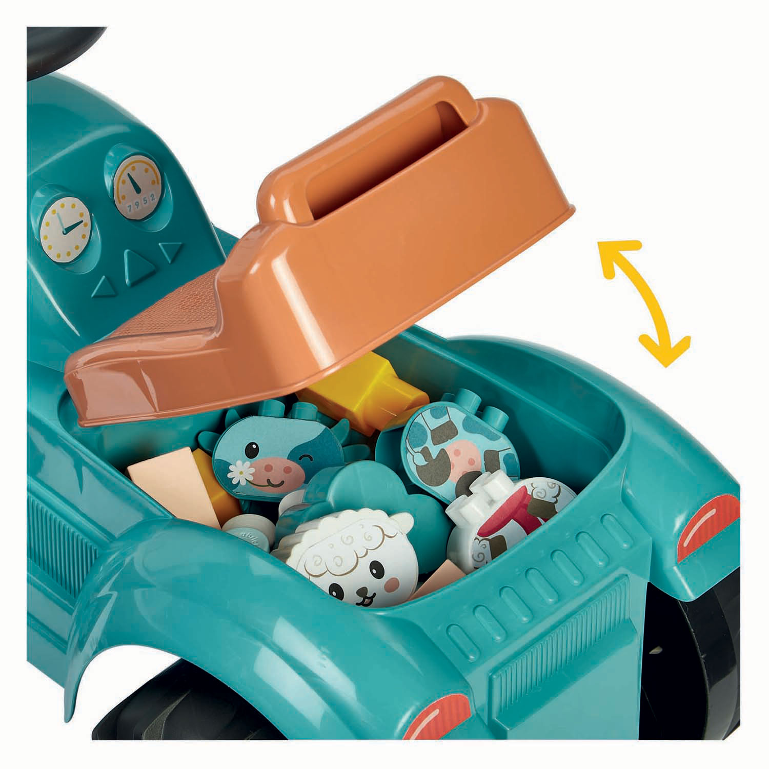 Ecoiffier Bestuurbare Tractor met Aanhanger - 15dlg.