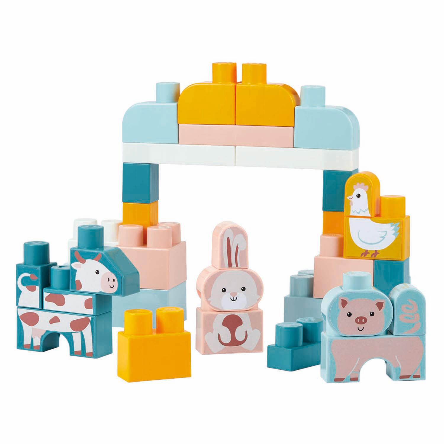 Blocs de construction Abrick avec animaux de la ferme - 55 pièces.