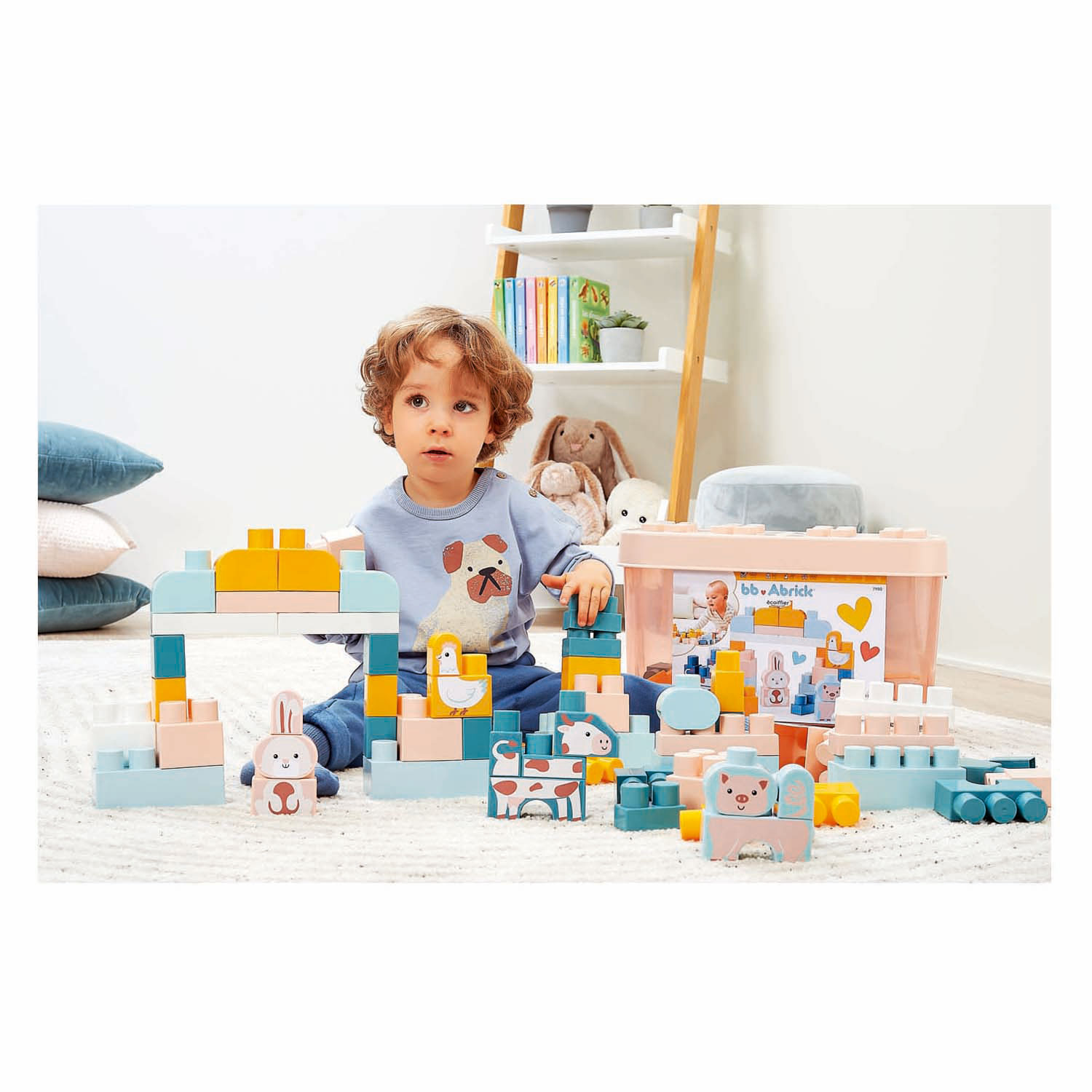 Blocs de construction Abrick avec animaux de la ferme - 55 pièces.